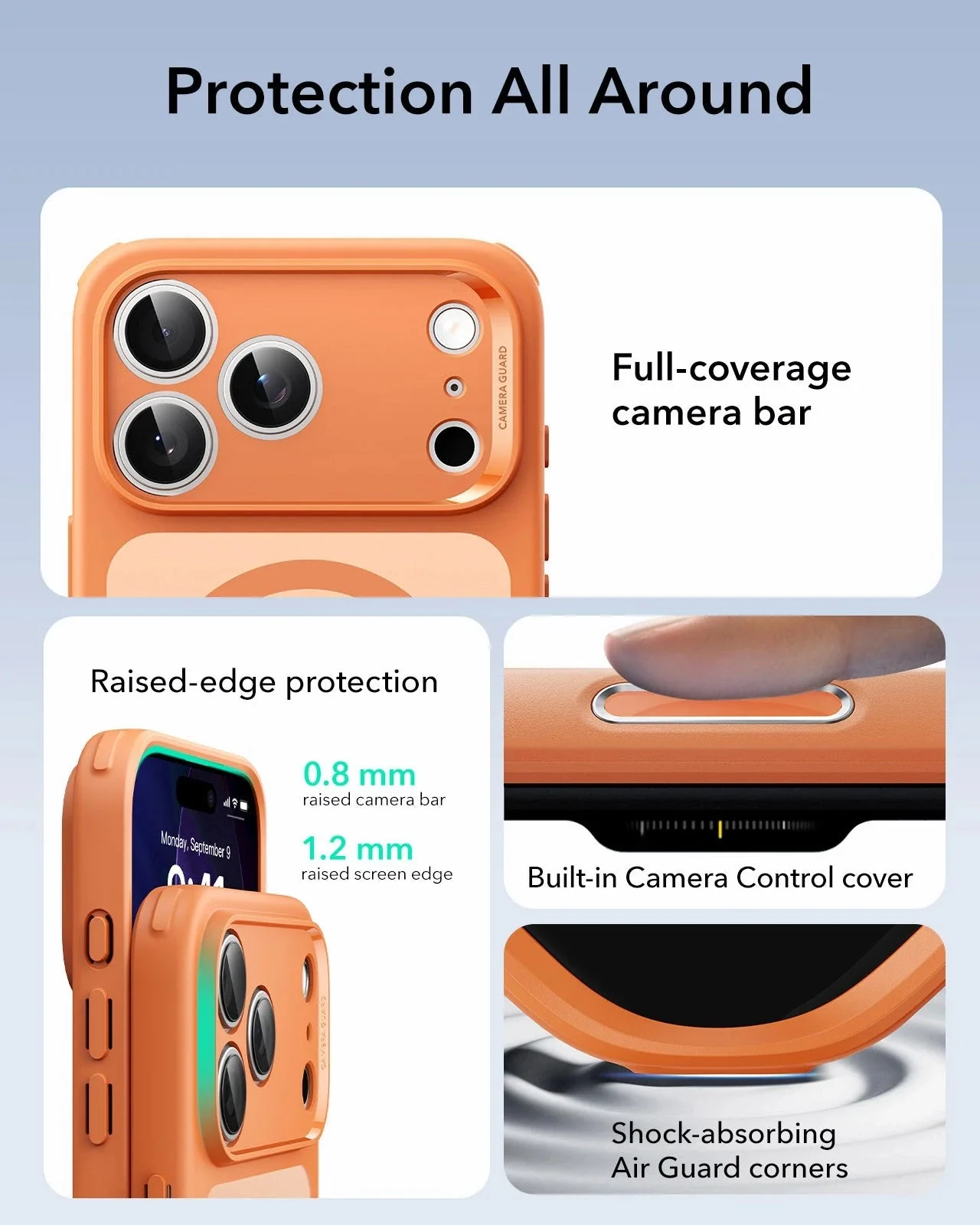 iPhone 17 Pro Classic Hybrid Magnetic Case (Camera Control) - Frosted Orange - Image 3