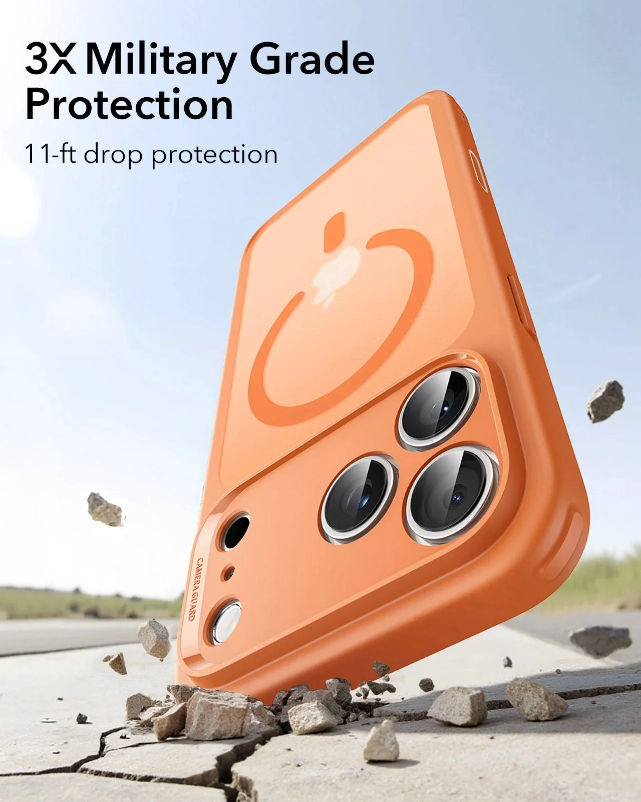 iPhone 17 Pro Classic Hybrid Magnetic Case (Camera Control) - Frosted Orange - Image 4