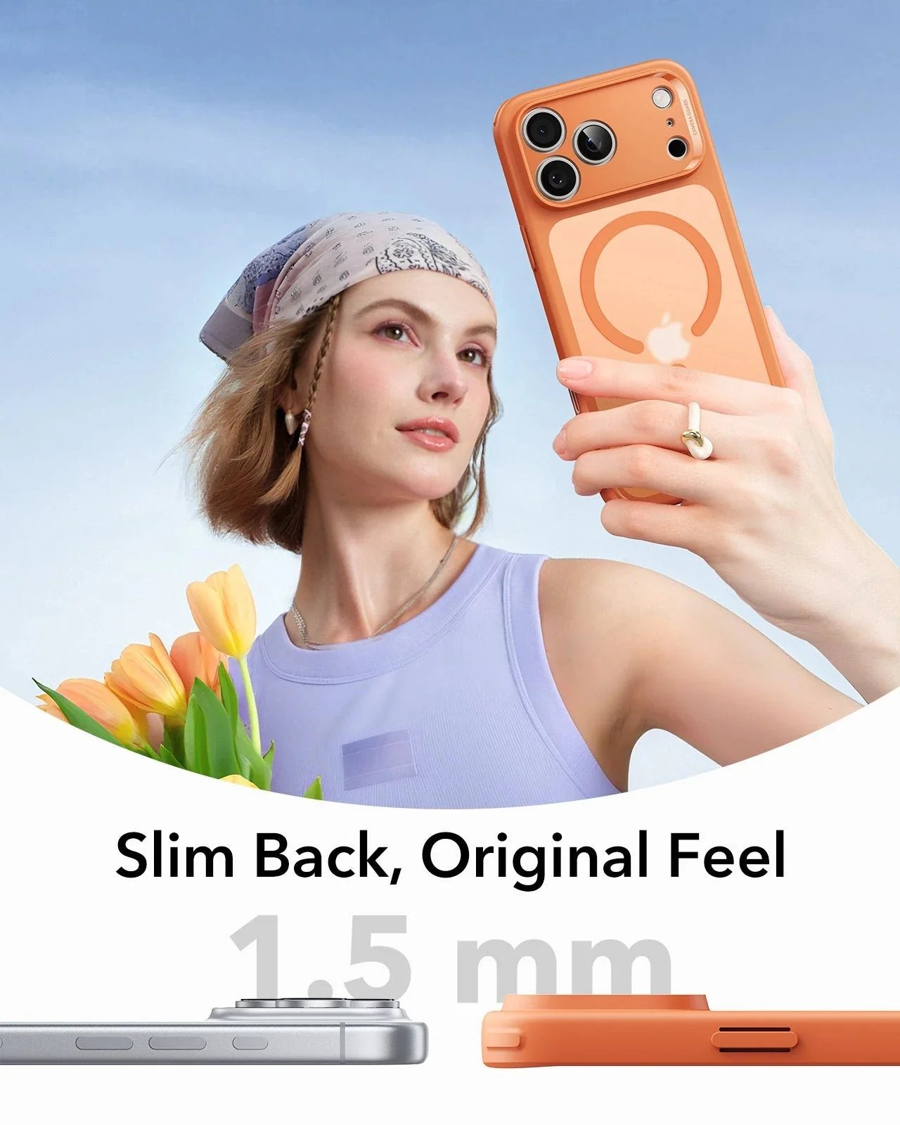 iPhone 17 Pro Classic Hybrid Magnetic Case (Camera Control) - Frosted Orange - Image 6