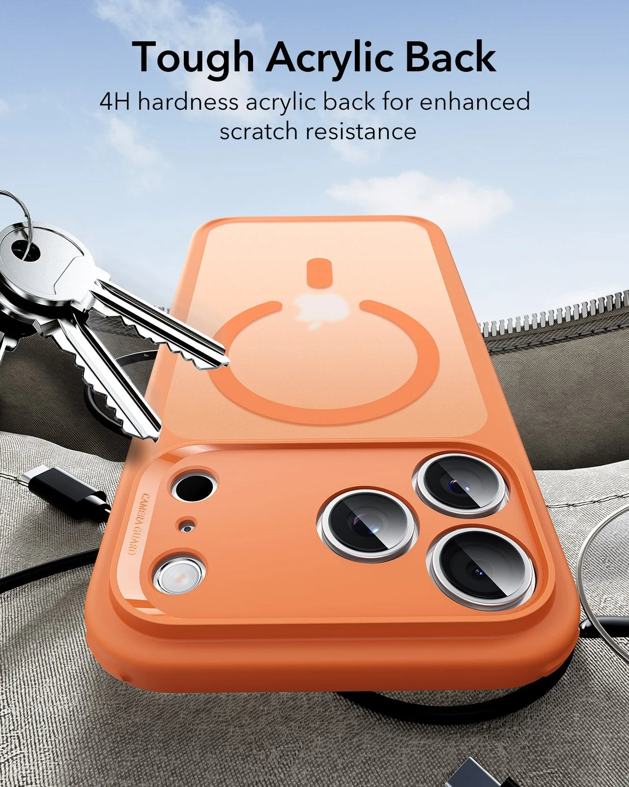 iPhone 17 Pro Classic Hybrid Magnetic Case (Camera Control) - Frosted Orange - Image 7