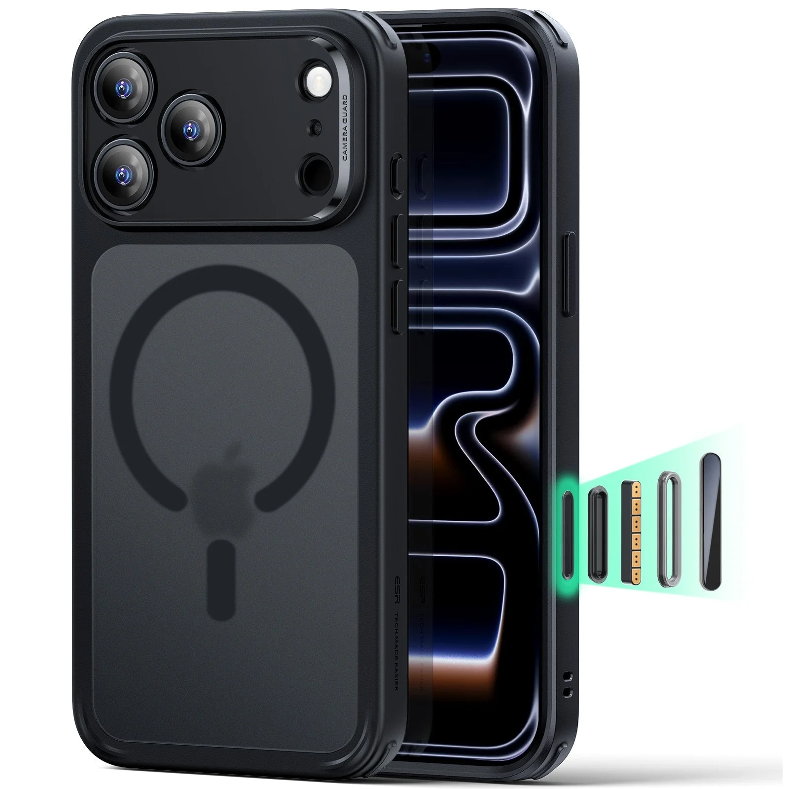 iPhone 17 Pro Max Classic Hybrid Magnetic Case (Camera Control) - Frosted Black