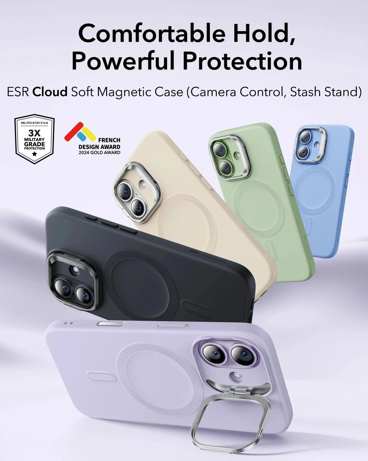 iPhone 17 Cloud Soft Magnetic Case (Camera Control, Stash Stand) - Lavender - Image 2