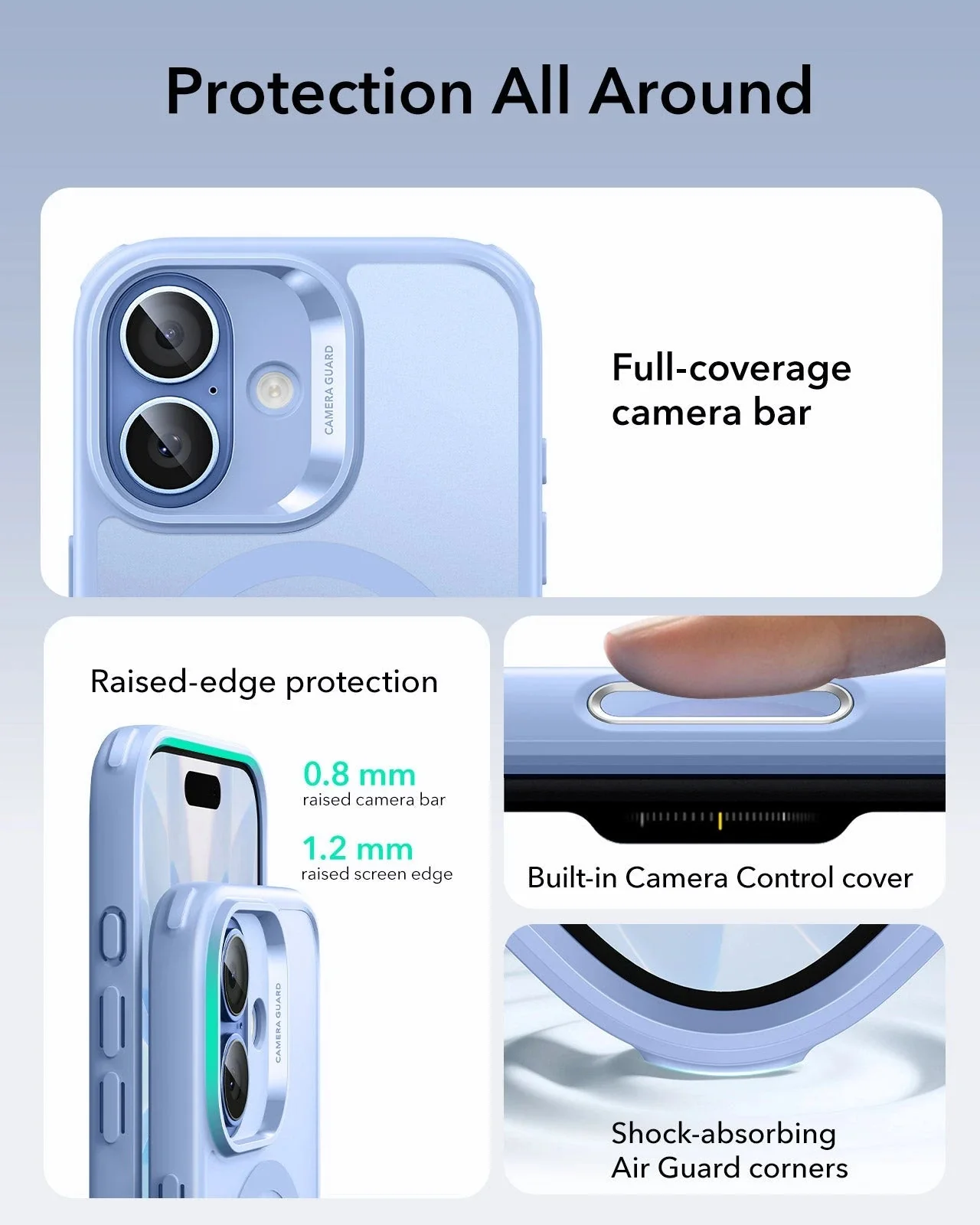 iPhone 17 Classic Hybrid Magnetic Case (Camera Control) - Frosted Light Blue - Image 3