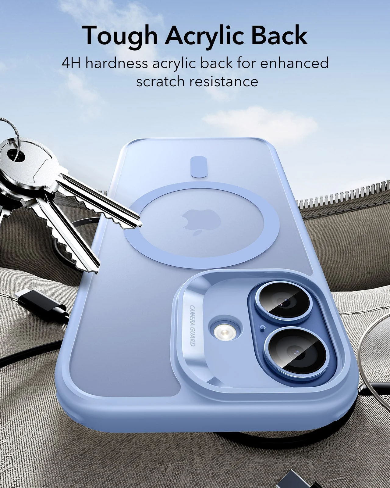iPhone 17 Bundle Classic Hybrid Magnetic Case (Camera Control) and Armorite Privacy Screen Protector - Frosted Light Blue - Image 7