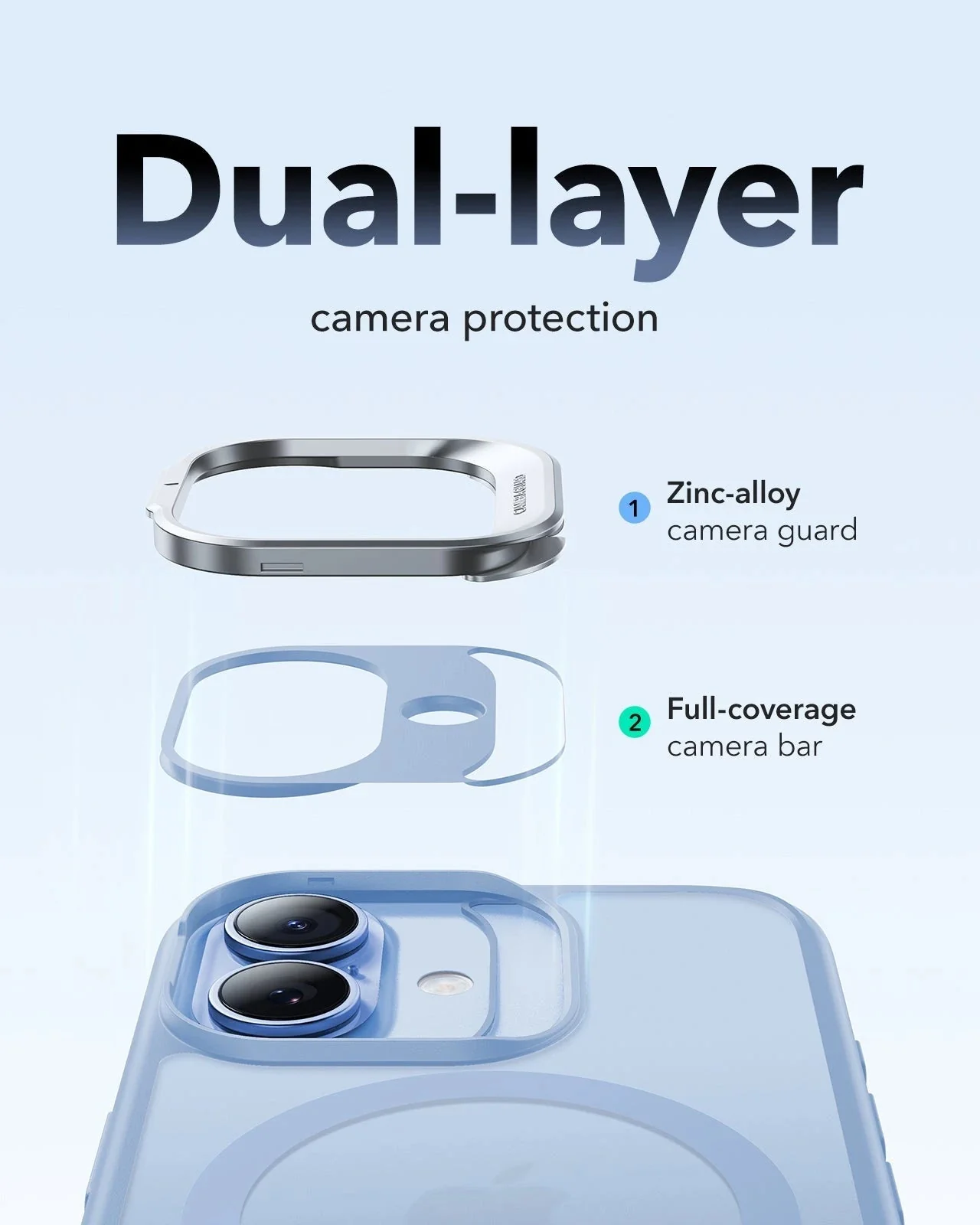 iPhone 17 Bundle Classic Hybrid Magnetic Case (Camera Control, Stash Stand) and Armorite Privacy Screen Protector - Frosted Light Blue - Image 7