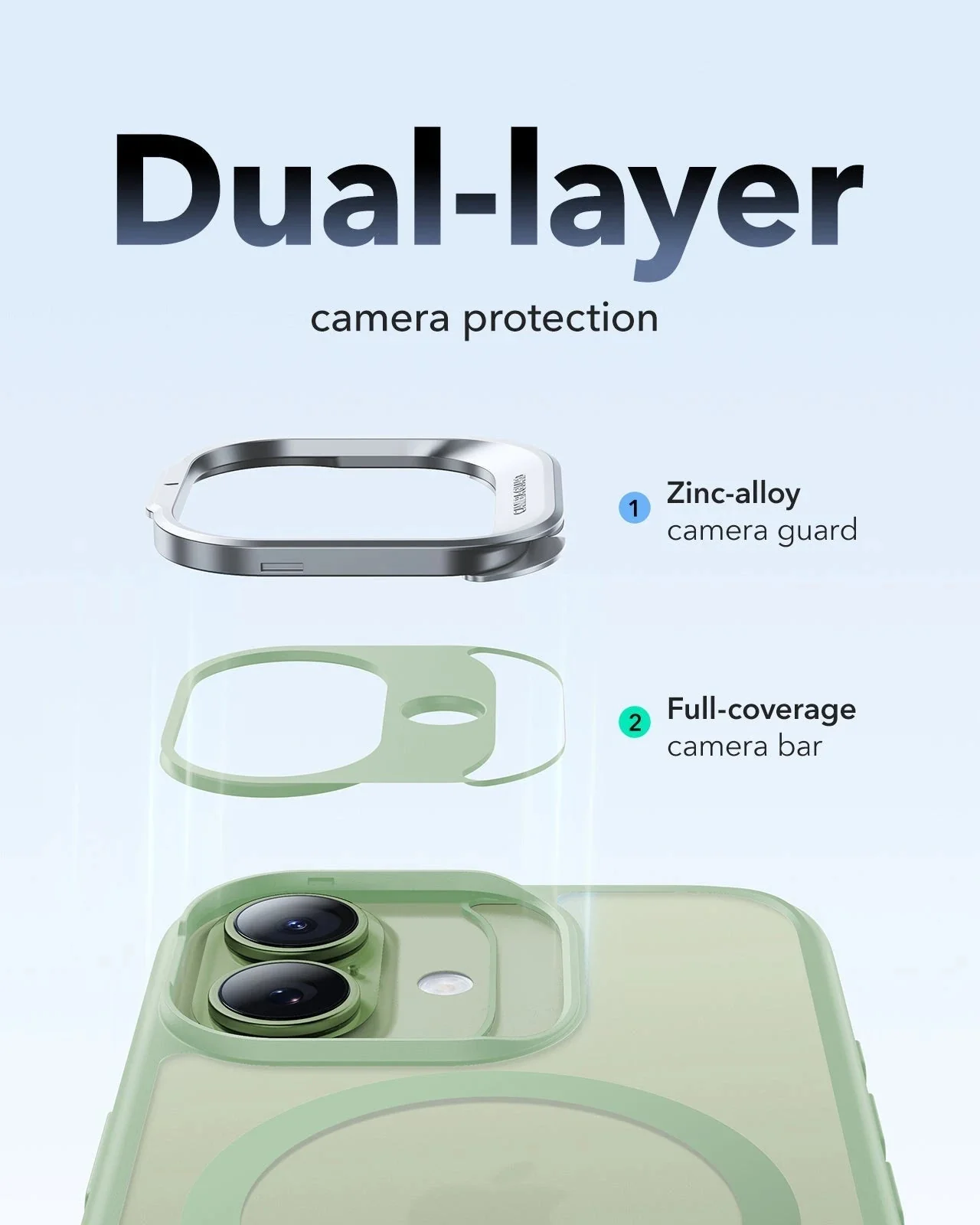 iPhone 17 Bundle Classic Hybrid Magnetic Case (Camera Control, Stash Stand) and Armorite Screen Protector - Frosted Light Green - Image 6