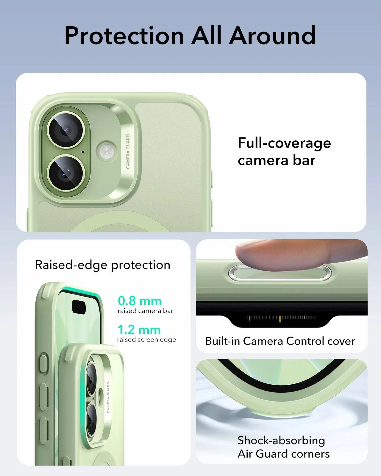 iPhone 17 Bundle Classic Hybrid Magnetic Case (Camera Control) and Armorite Privacy Screen Protector - Frosted Light Green - Image 3