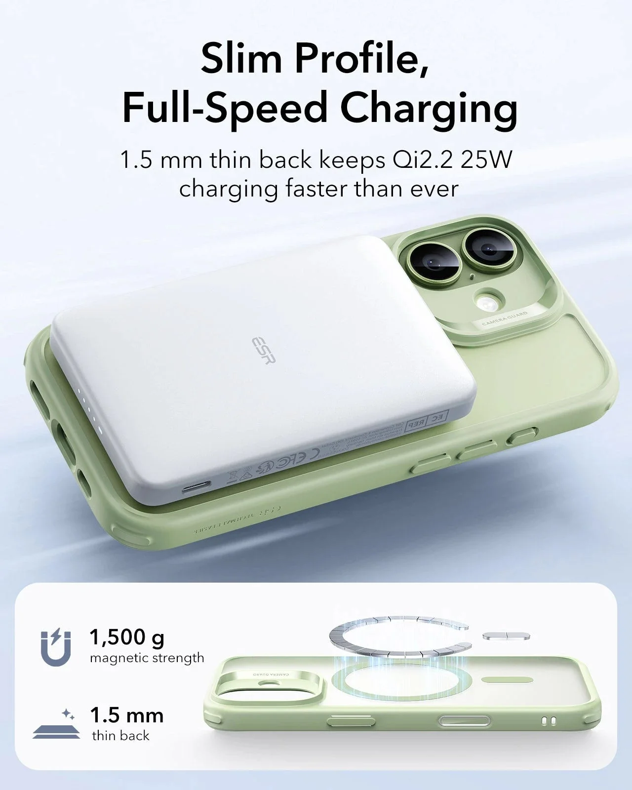 iPhone 17 Bundle Classic Hybrid Magnetic Case (Camera Control) and Armorite Privacy Screen Protector - Frosted Light Green - Image 5
