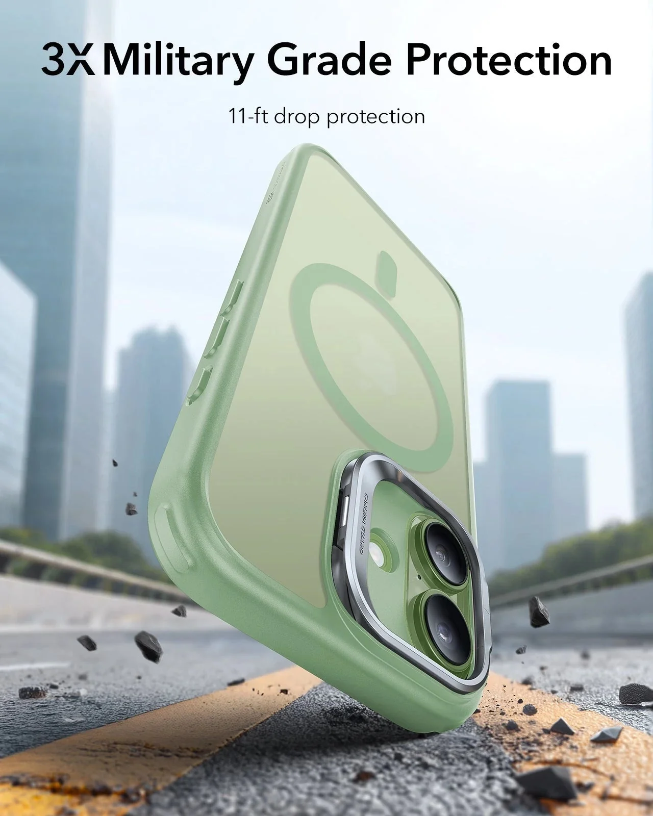 iPhone 17 Bundle Classic Hybrid Magnetic Case (Camera Control, Stash Stand) and Armorite Pro Screen Protector - Frosted Light Green - Image 4