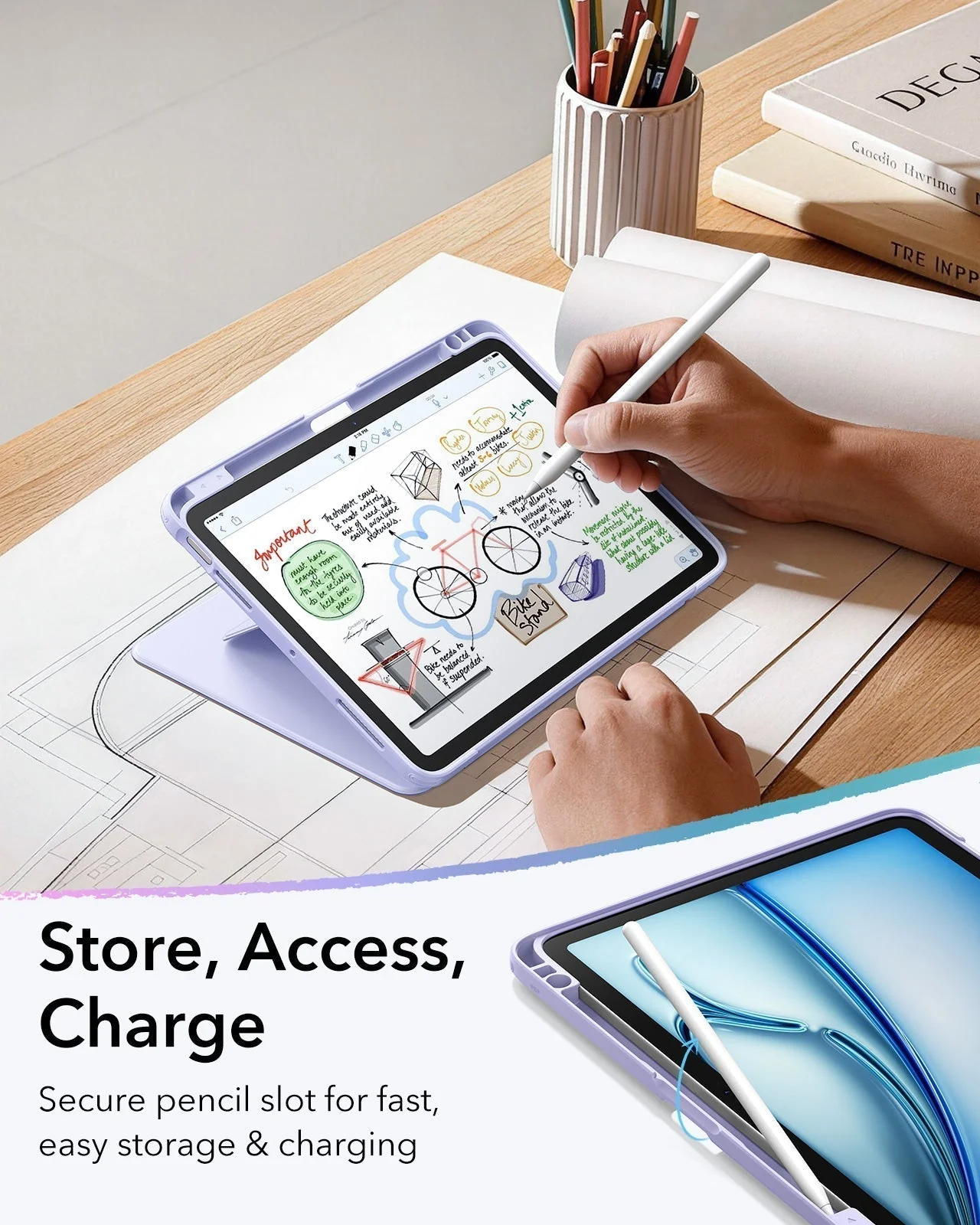 iPad Air 11" (M4) 2026 Flip Magnetic Case with Pencil Holder - Light Purple - Image 7