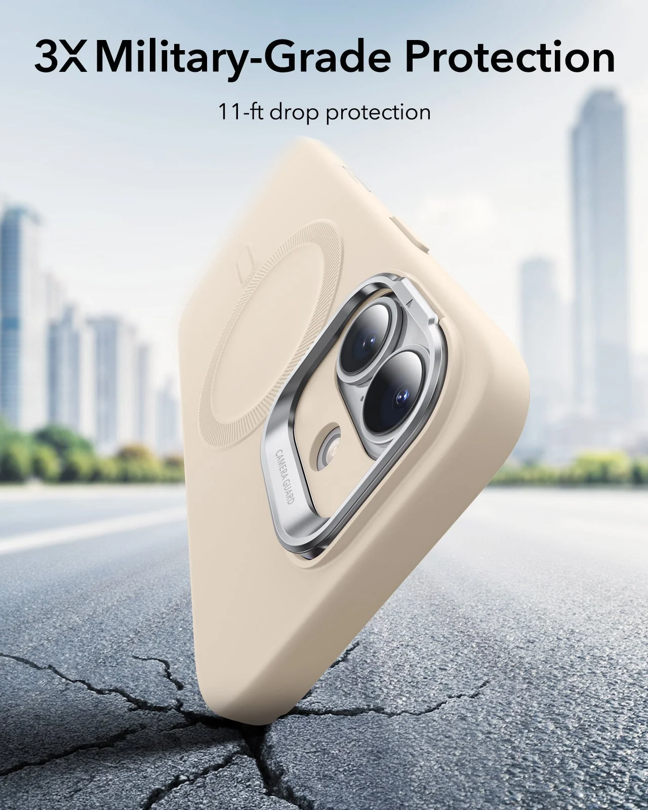 iPhone 17 Cloud Soft Magnetic Case (Camera Control, Stash Stand) Armorite Protection Bundle - Light Tan - Image 4