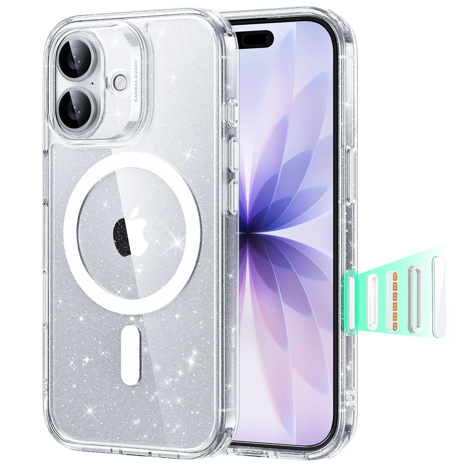iPhone 17 Classic Hybrid Magnetic Case (Camera Control) - Clear Shimmer