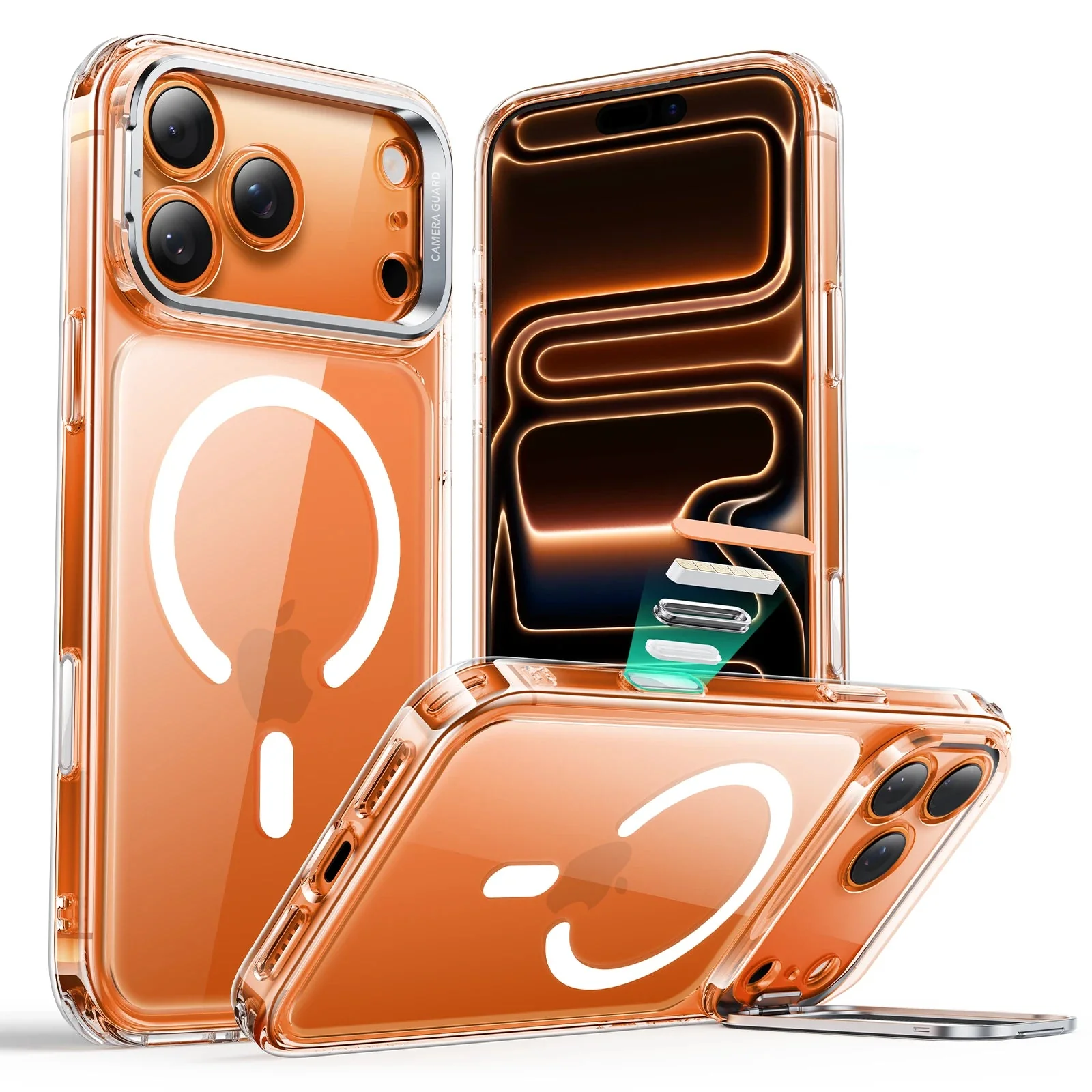 iPhone 17 Pro Classic Hybrid Magnetic Case (Camera Control, Stash Stand) - Clear