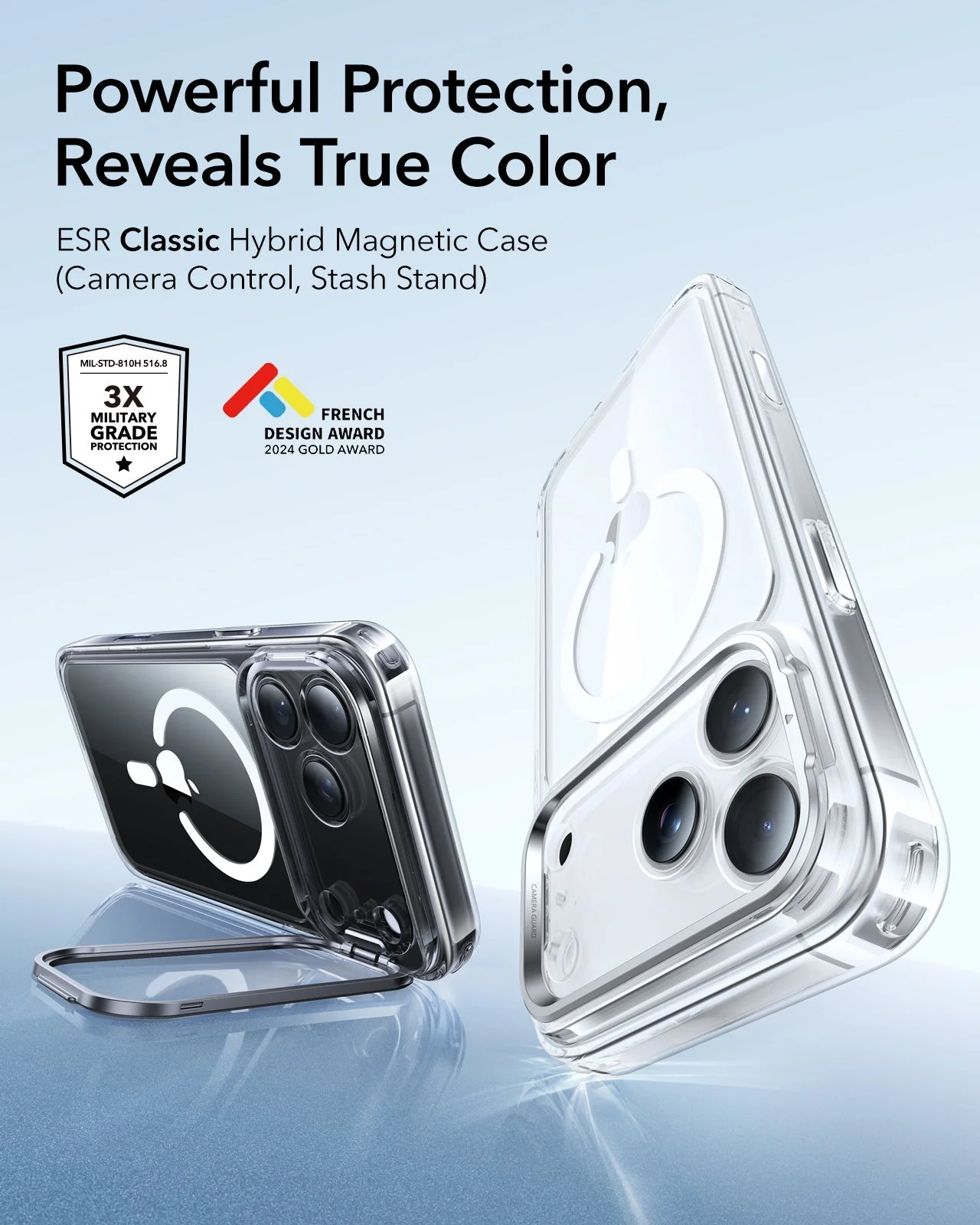 iPhone 17 Pro Classic Hybrid Magnetic Case (Camera Control, Stash Stand) - Clear - Image 2