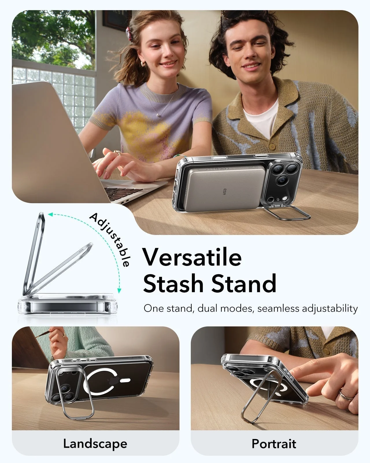 iPhone 17 Pro Classic Hybrid Magnetic Case (Camera Control, Stash Stand) - Clear - Image 5