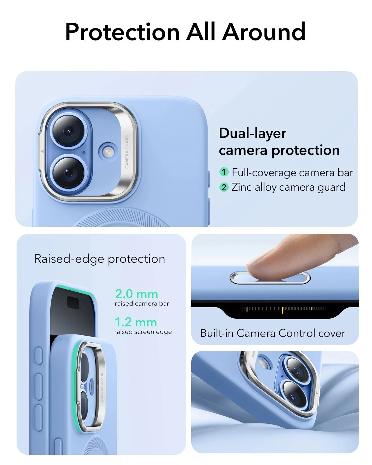 iPhone 17 Bundle Cloud Soft Magnetic Case (Camera Control, Stash Stand) and Armorite Pro Screen Protector - Mist Blue - Image 3