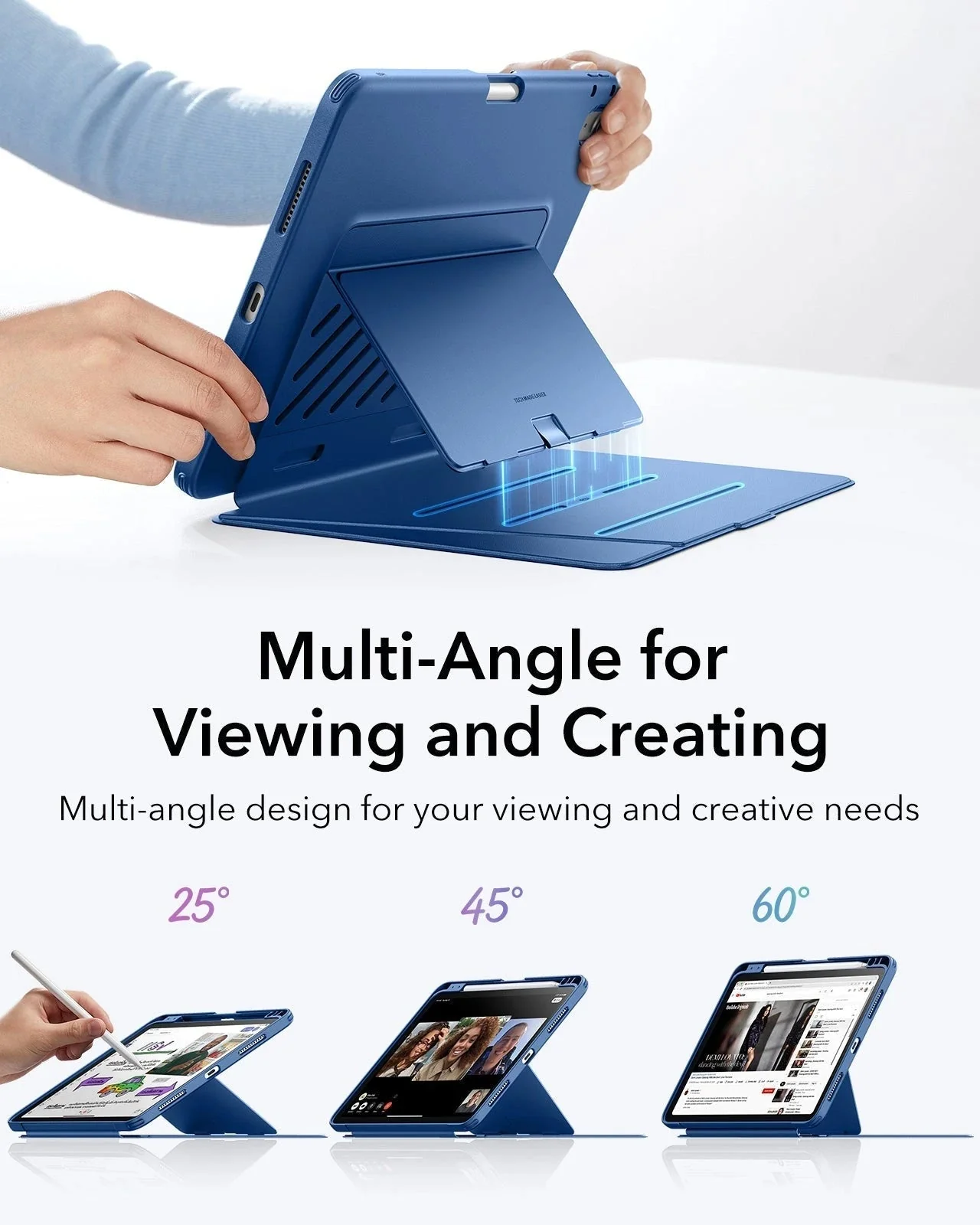 iPad Air 11" (M4) 2026 Bundle Flip Magnetic Case with Pencil Holder & Armorite® Paper-Feel Protection - Navy Blue - Image 4