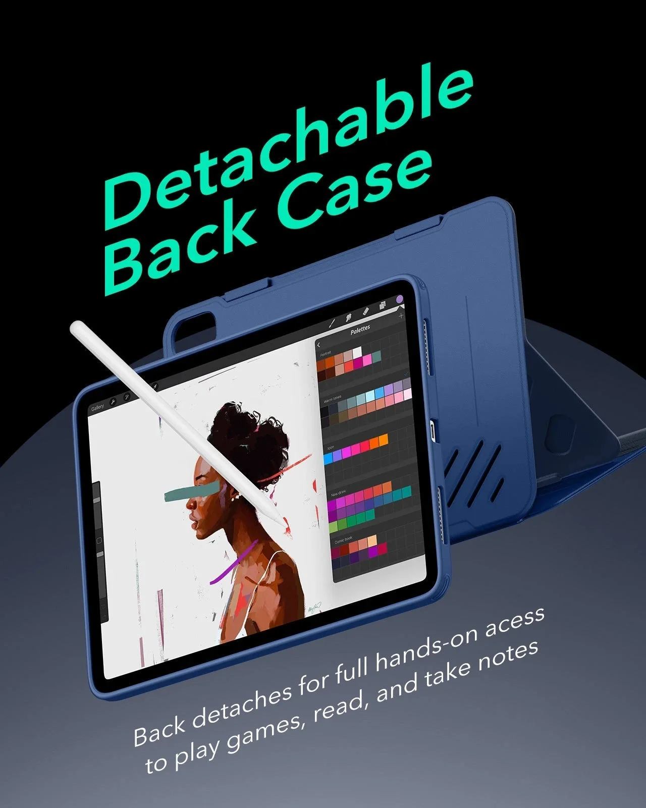 iPad Air 13" (M4) 2026 Bundle Shift Magnetic Case, Papel-Feel Magnetic & Armorite® Protection - Navy Blue - Image 6