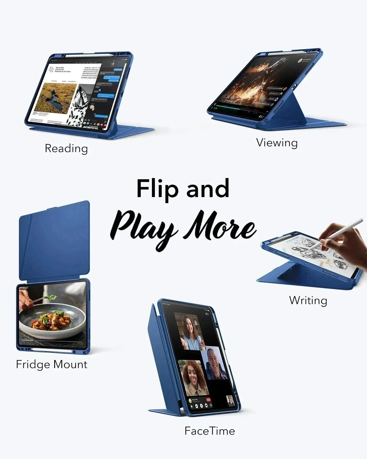 iPad Pro 11″ (2024) Flip Magnetic Case with Pencil Bundle - Navy Blue - Image 2