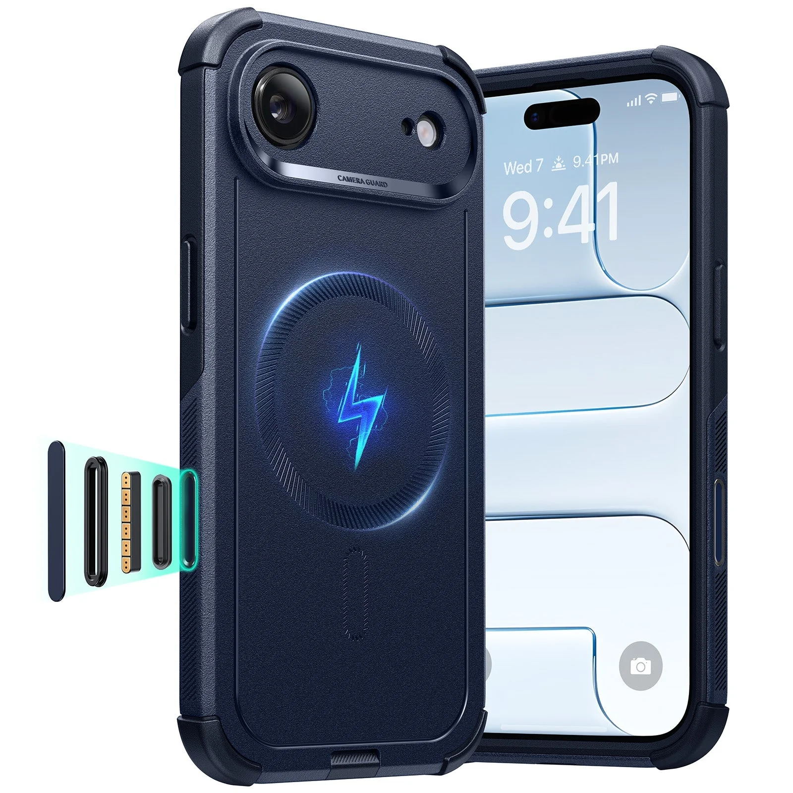 iPhone Air Cyber Tough Magnetic Case (Camera Control) - Navy Blue