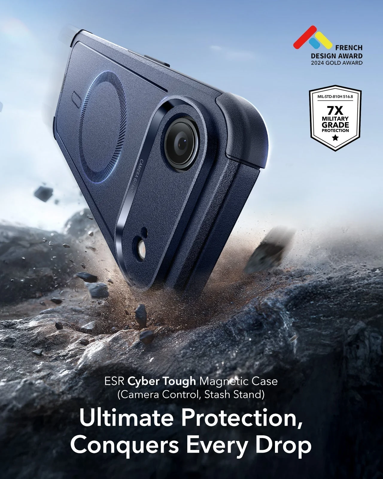iPhone Air Cyber Tough Magnetic Case (Camera Control) - Navy Blue - Image 2
