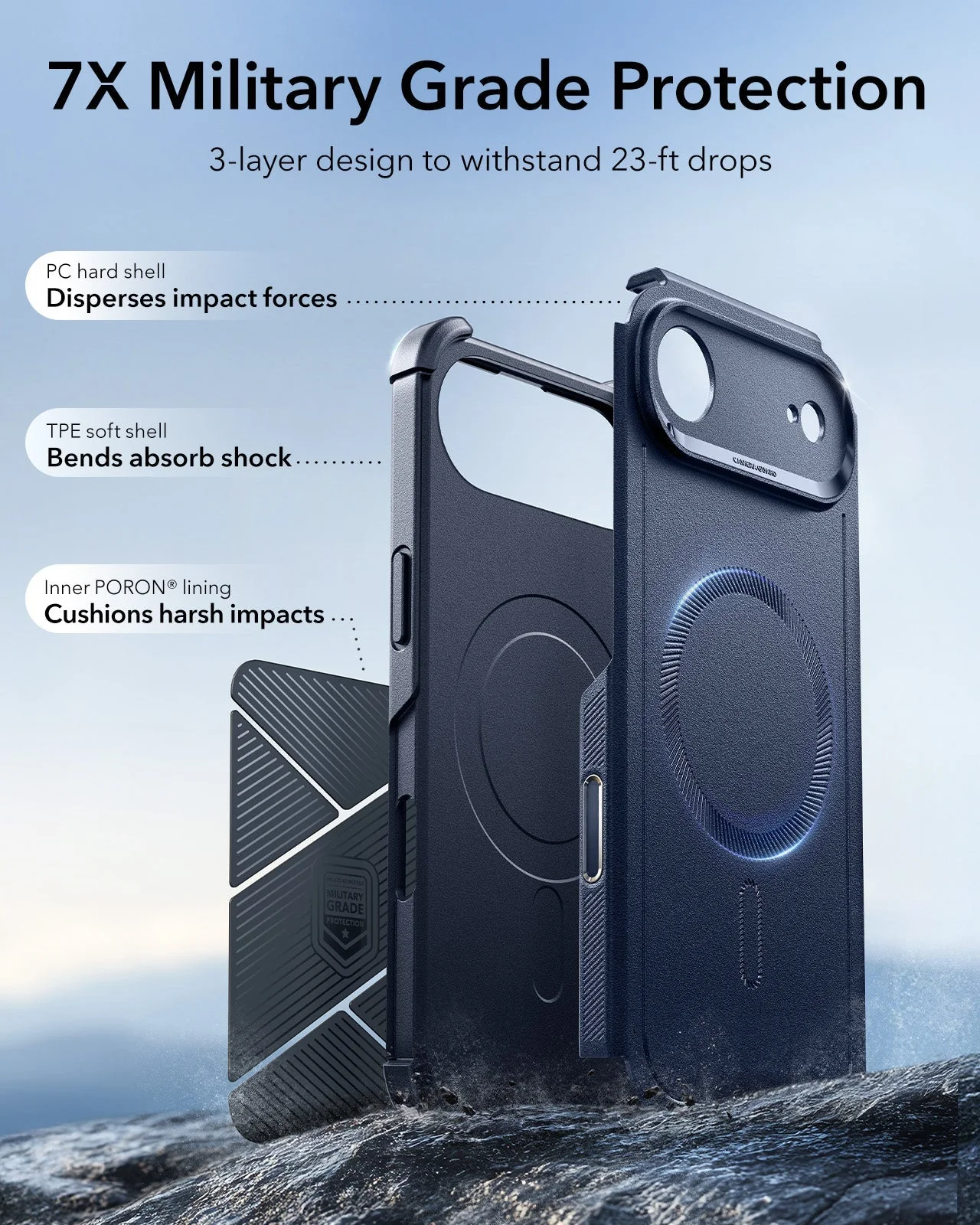 iPhone Air Cyber Tough Magnetic Case (Camera Control) - Navy Blue - Image 4