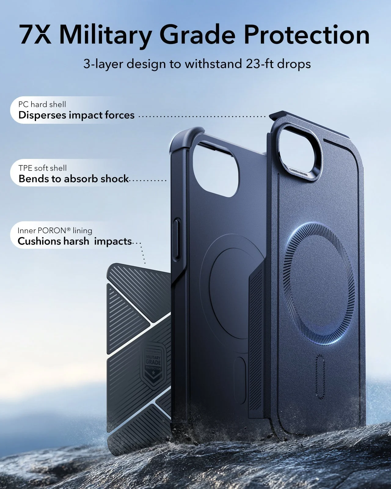 iPhone 17e Bundle Cyber Tough Magnetic Case  & Armorite® Screen Protector - Navy Blue - Image 3