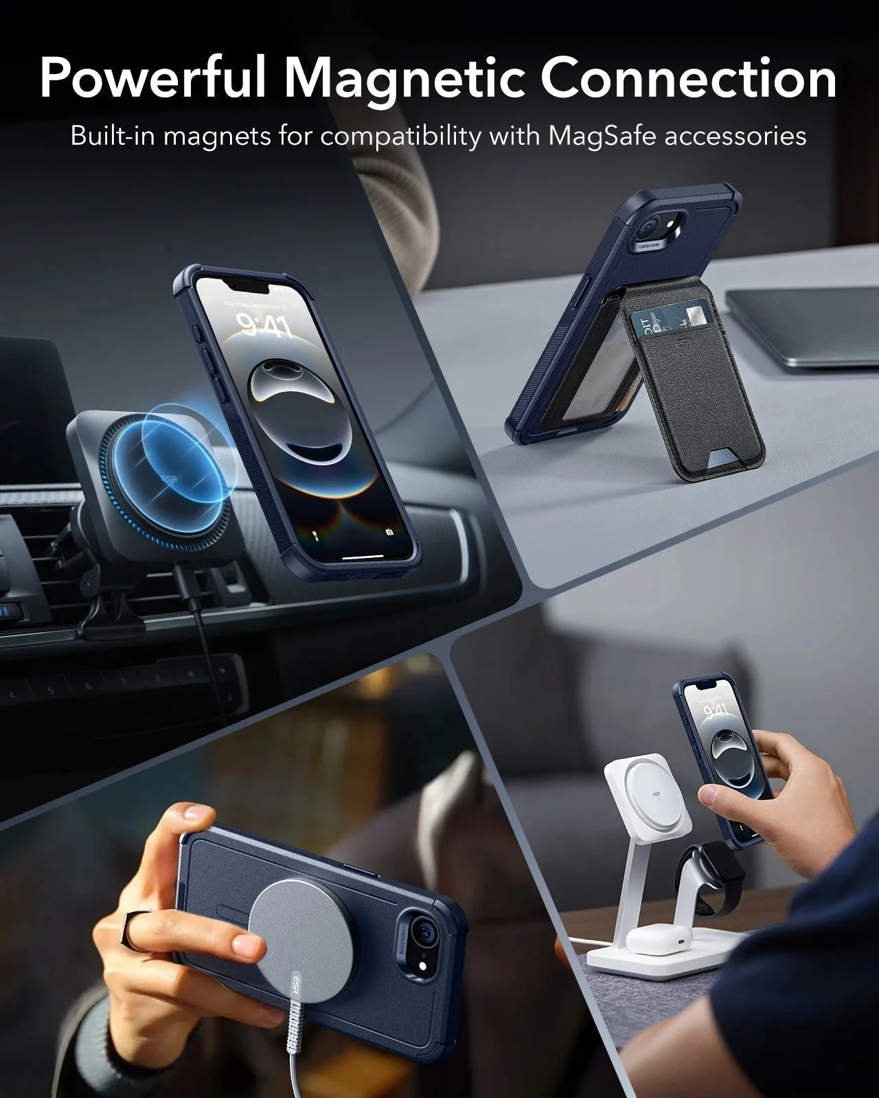 iPhone 17e Bundle Cyber Tough Magnetic Case  & Armorite® Screen Protector - Navy Blue - Image 6
