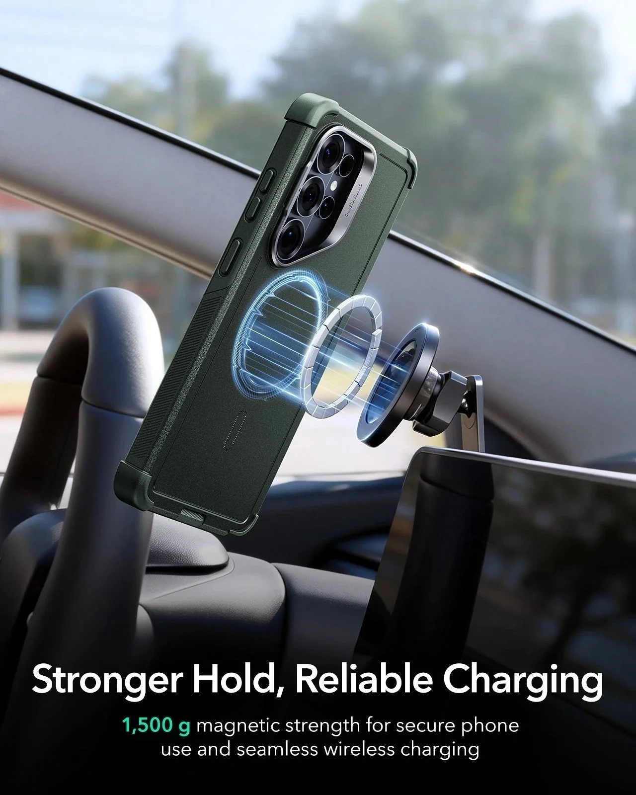 Galaxy S26 Ultra Bundle Cyber Tough Magnetic Case (Stash Stand) and Armorite® Pro Screen Protector - Olive Green - Image 7