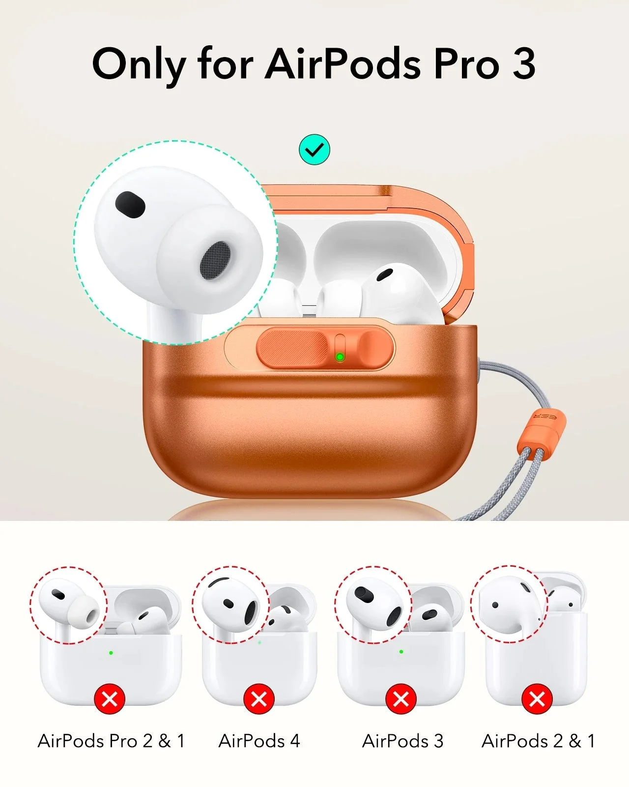 AirPods Pro 3 Pulse FlickLock Magnetic Case - Orange - Image 2