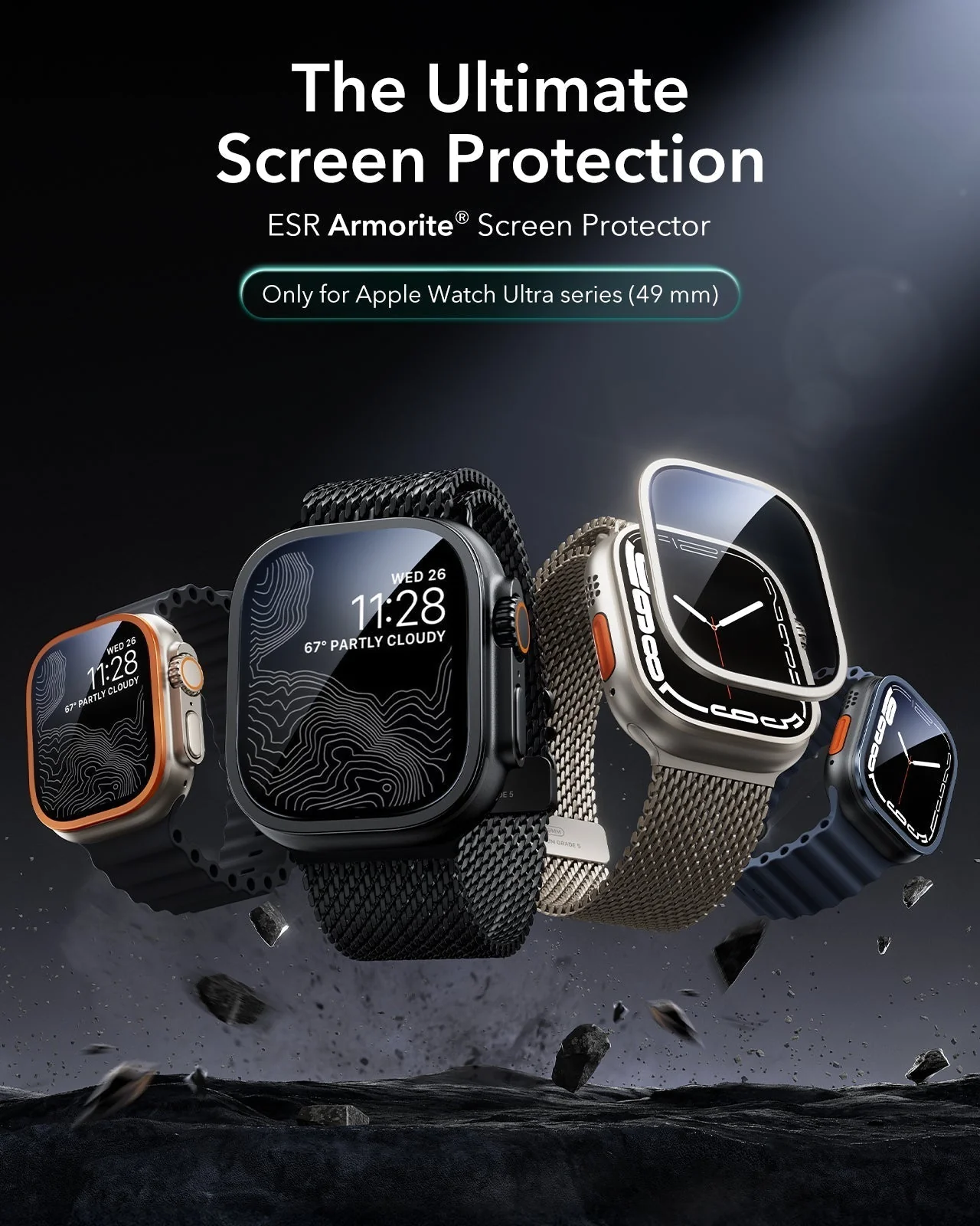 Apple Watch Ultra 3 Armorite Screen Protector - Orange - Image 3