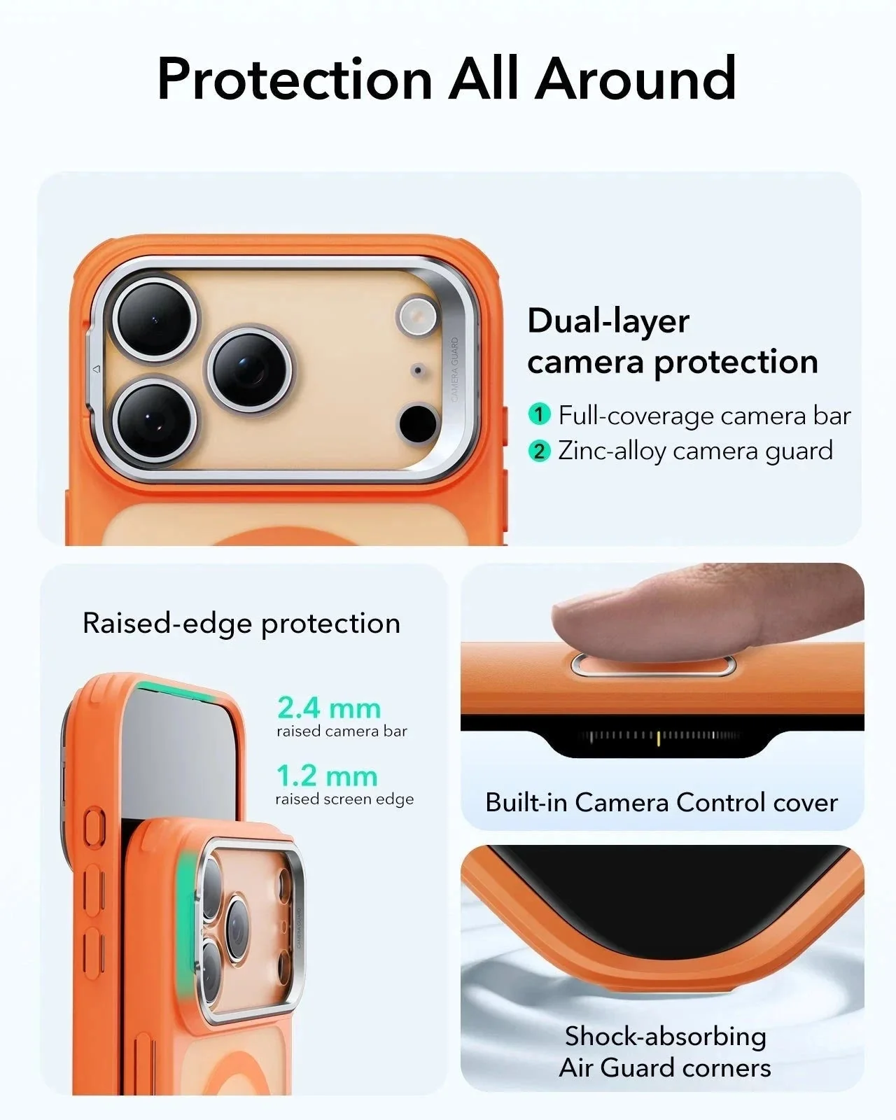 iPhone 17 Pro Bundle Classic Hybrid Magnetic Case (Camera Control, Stash Stand) and Armorite Screen Protector - Frosted Orange - Image 3