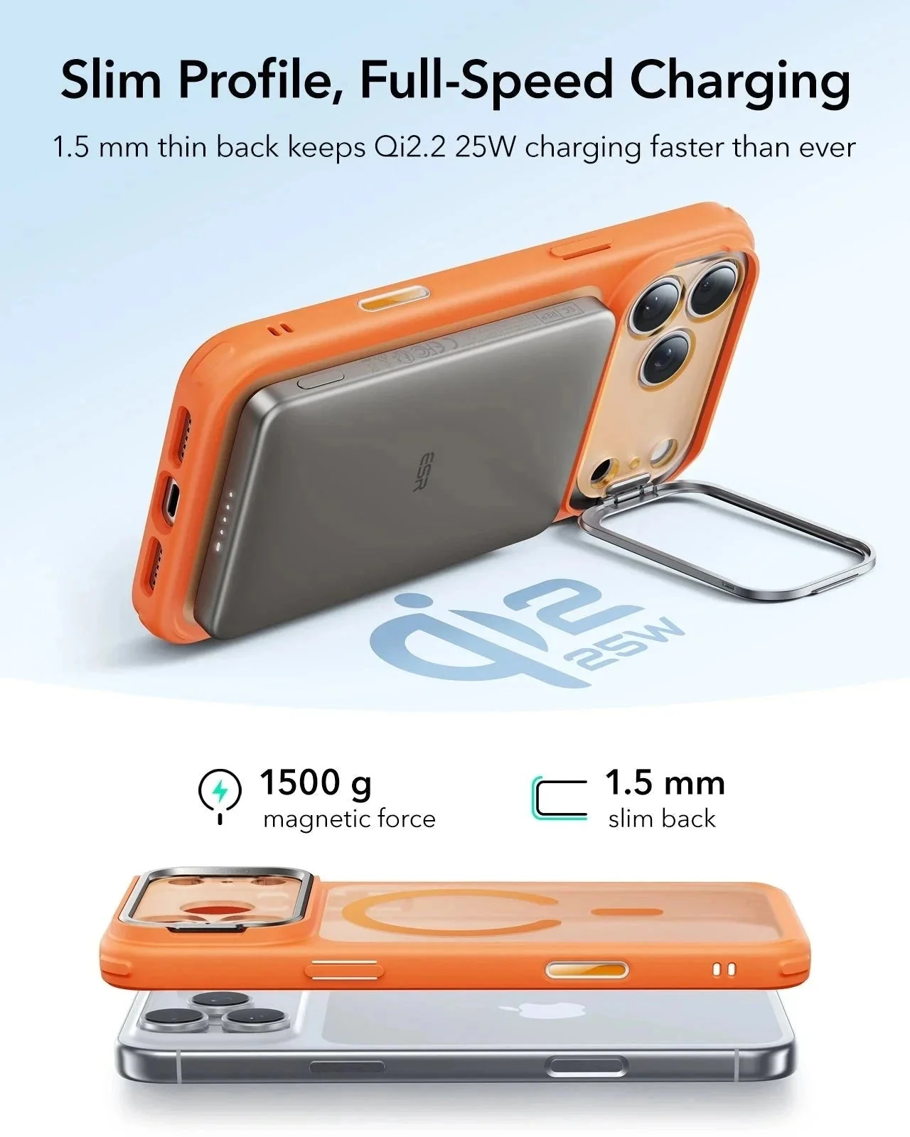 iPhone 17 Pro Bundle Classic Hybrid Magnetic Case (Camera Control, Stash Stand) and Armorite Screen Protector - Frosted Orange - Image 6