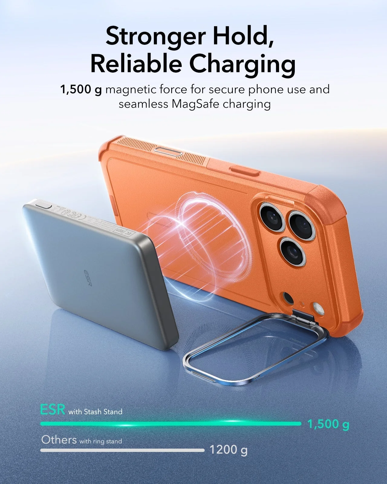 iPhone 17 Pro Max Cyber Tough Magnetic Case (Camera Control, Stash Stand) - Orange - Image 6