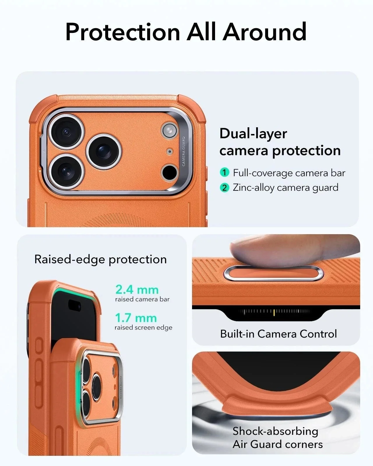 iPhone 17 Pro Cyber Tough Magnetic Case (Camera Control, Stash Stand) - Orange - Image 3