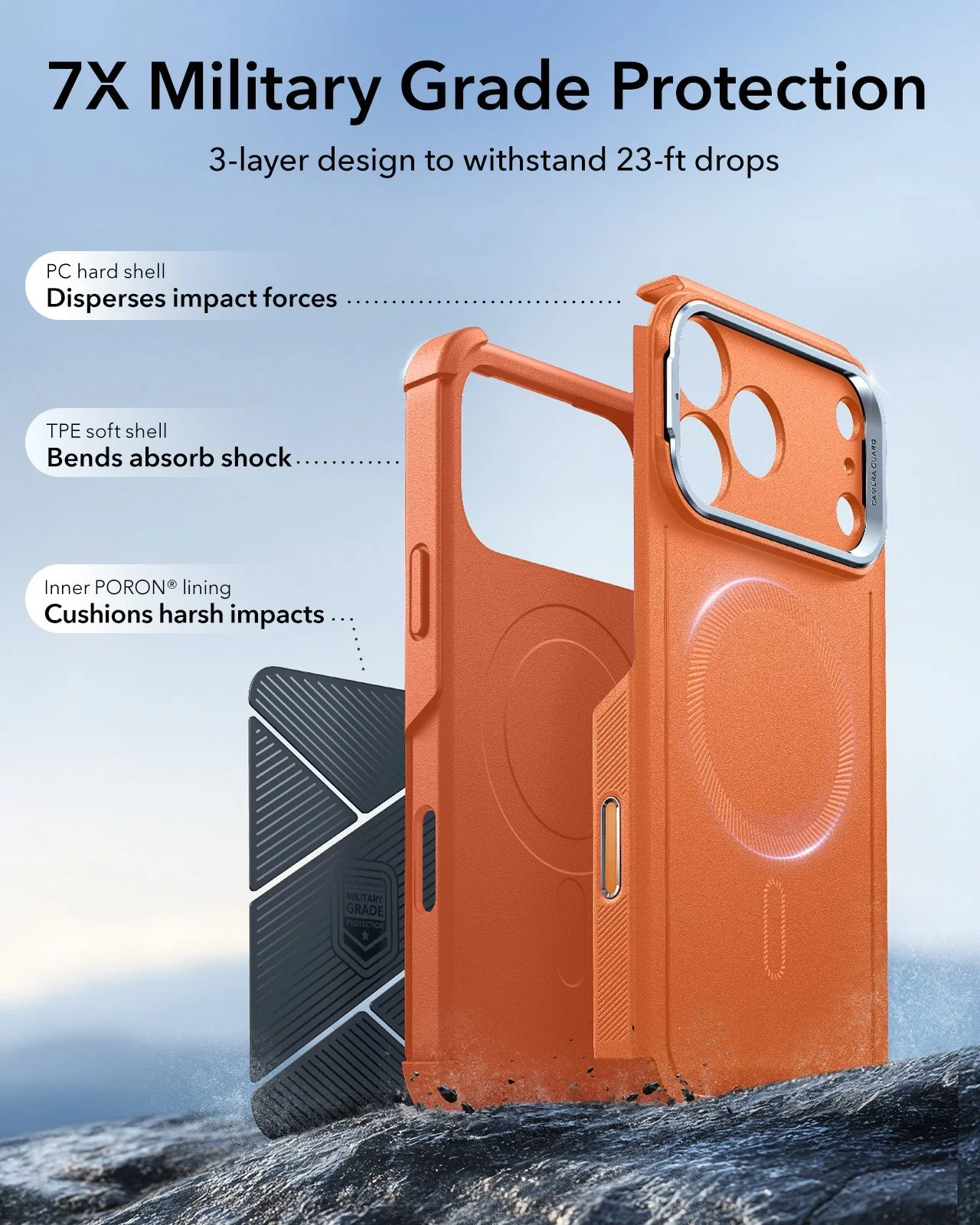 iPhone 17 Pro Cyber Tough Magnetic Case (Camera Control, Stash Stand) - Orange - Image 4