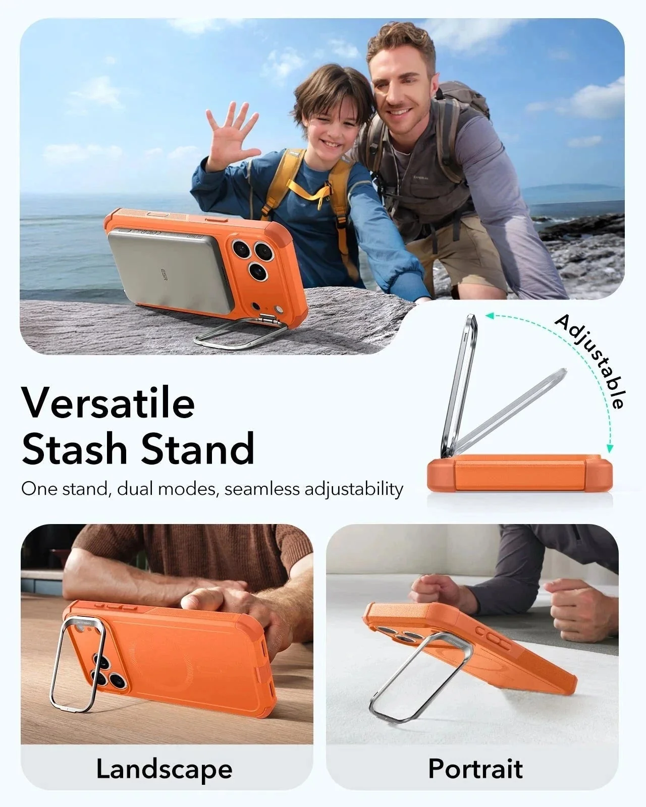 iPhone 17 Pro Cyber Tough Magnetic Case (Camera Control, Stash Stand) - Orange - Image 5
