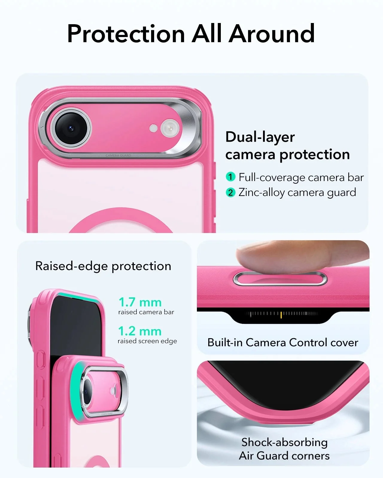 iPhone Air Classic Hybrid Magnetic Case (Camera Control, Stash Stand) - Frosted Pink - Image 4