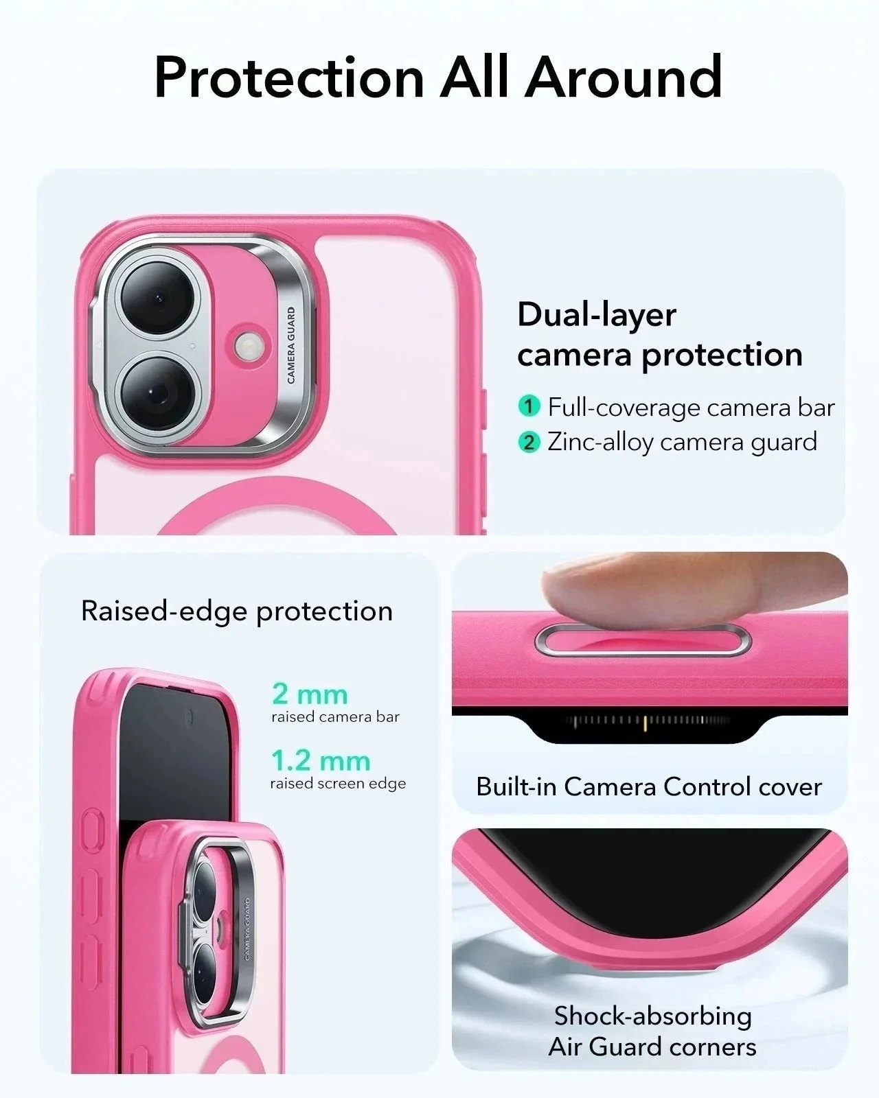 iPhone 17 Bundle Classic Hybrid Magnetic Case (Camera Control, Stash Stand) and Armorite Screen Protector - Frosted Pink - Image 3