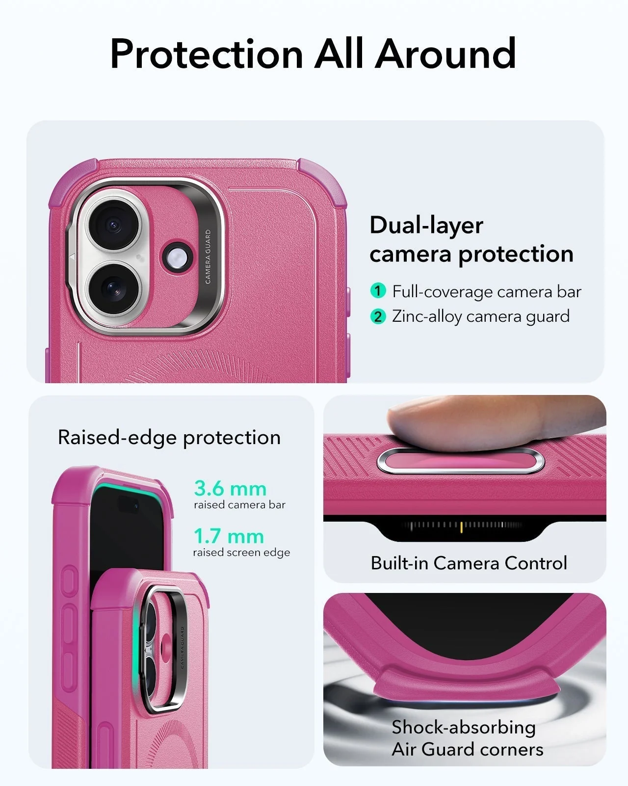 iPhone 17 Cyber Tough Magnetic Case (Camera Control, Stash Stand) - Rosy Pink - Image 3