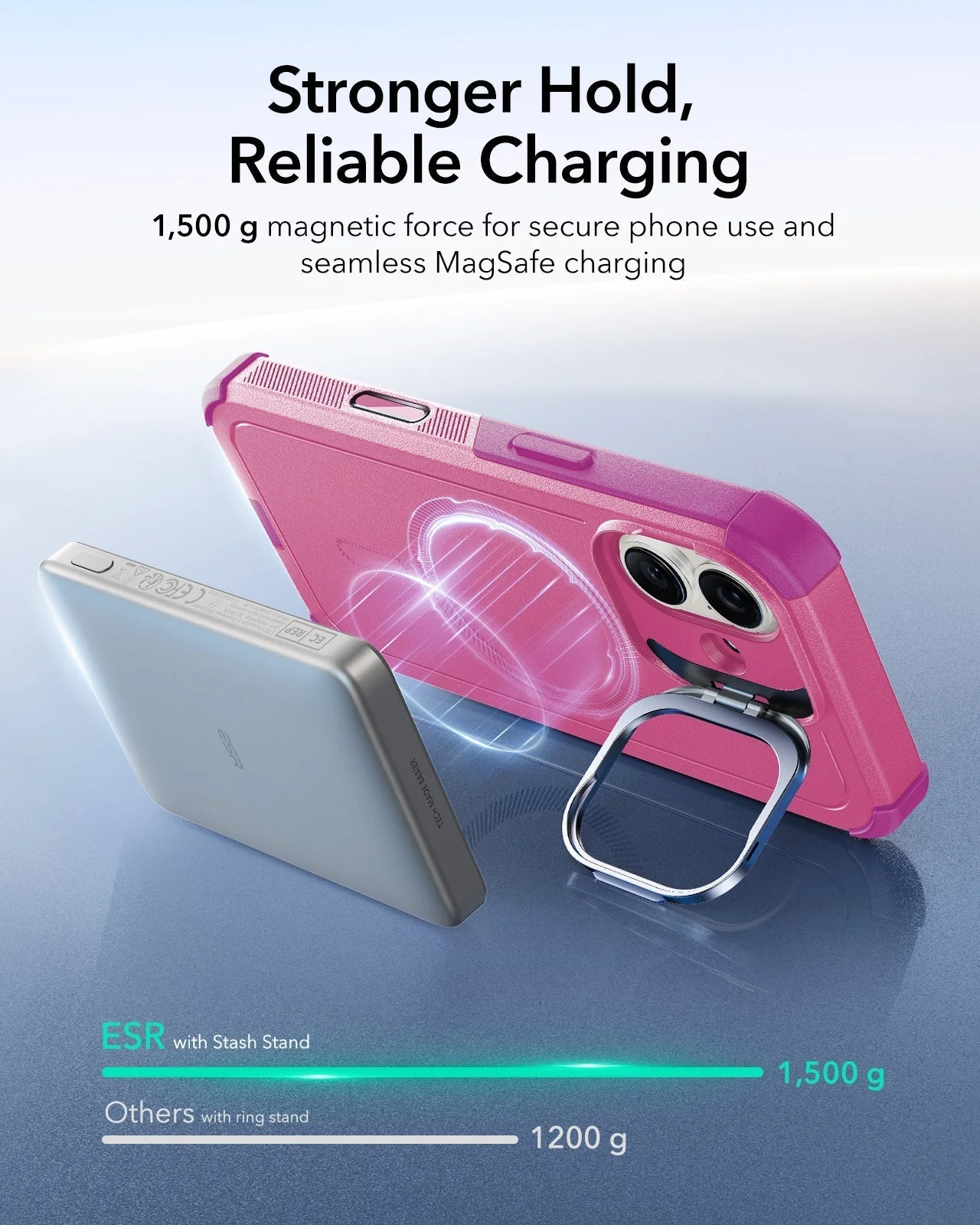 iPhone 17 Cyber Tough Magnetic Case (Camera Control, Stash Stand) - Rosy Pink - Image 6