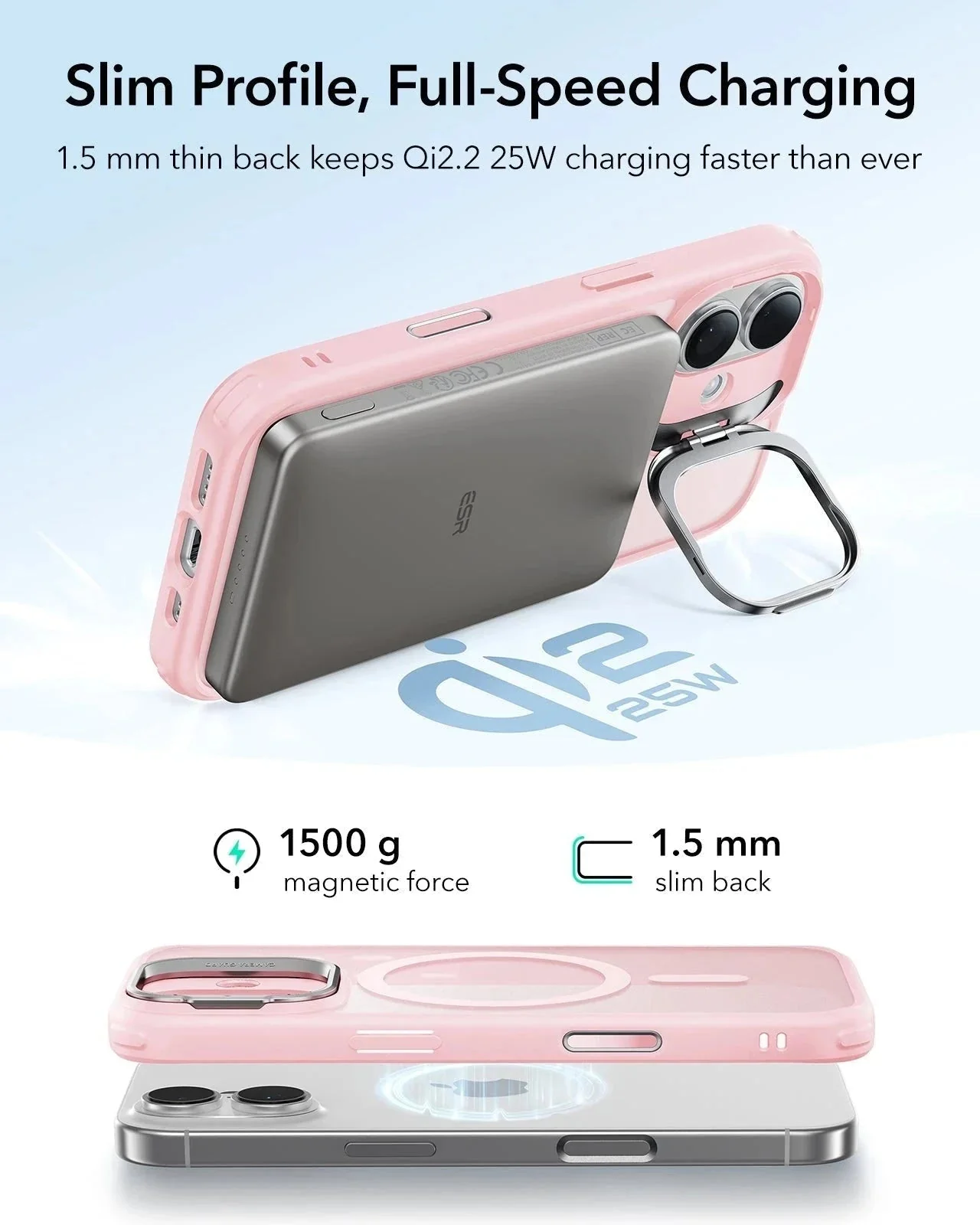 iPhone 17 Bundle Classic Hybrid Magnetic Case (Camera Control, Stash Stand) and Armorite Privacy Screen Protector - Frosted Bubblegum Pink - Image 6