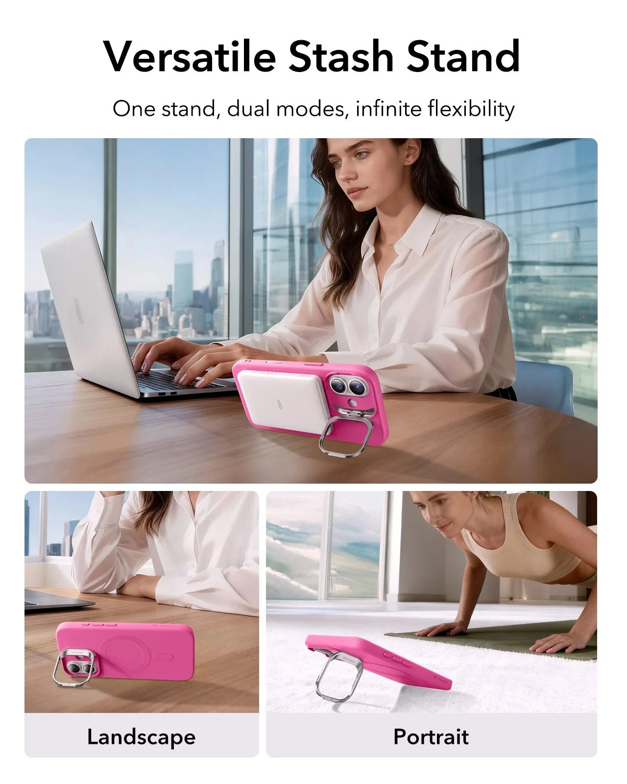iPhone 17 Cloud Soft Magnetic Case (Camera Control, Stash Stand) - Rosy Pink - Image 6
