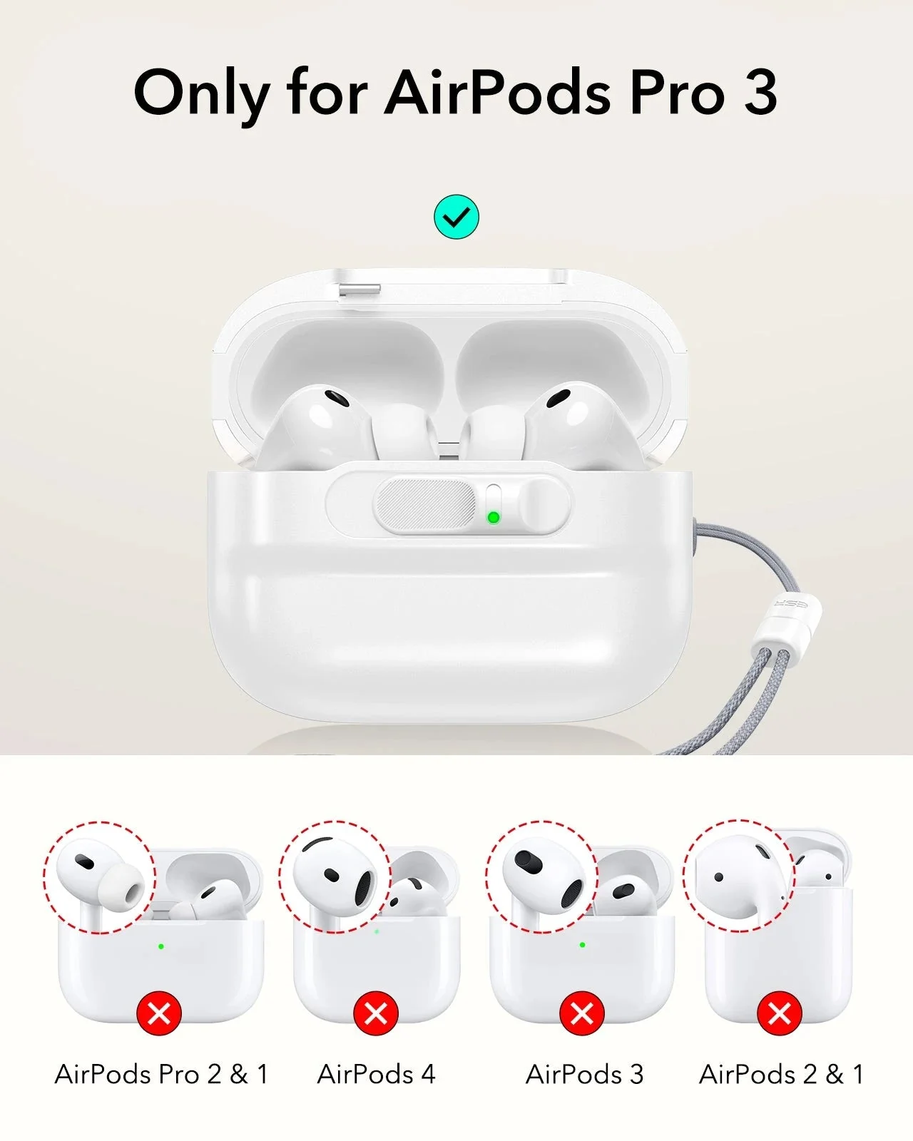 AirPods Pro 3 Pulse FlickLock Magnetic Case - White - Image 2