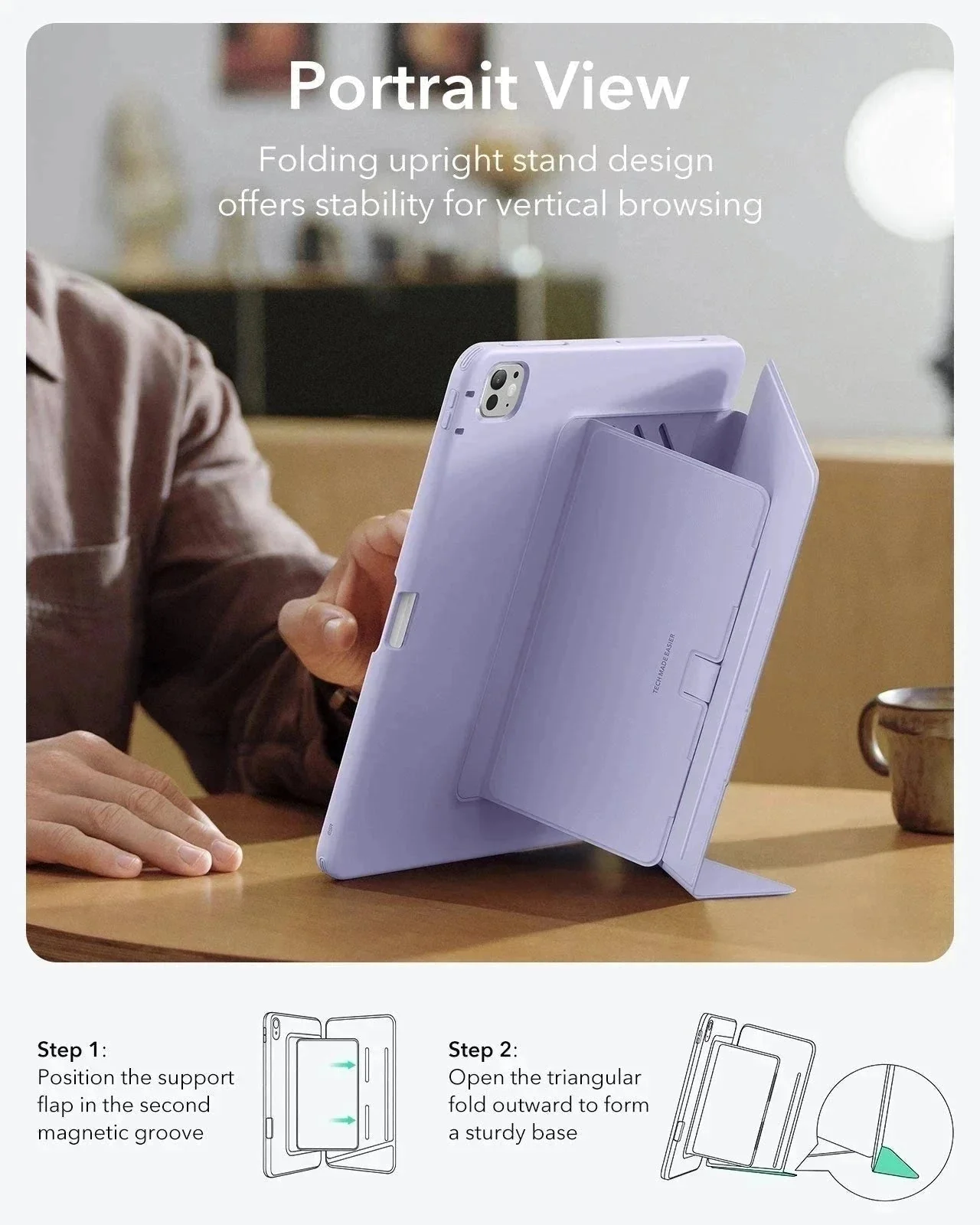 iPad Pro 13" (2024) Flip Magnetic Case with Pencil Holder - Purple - Image 8