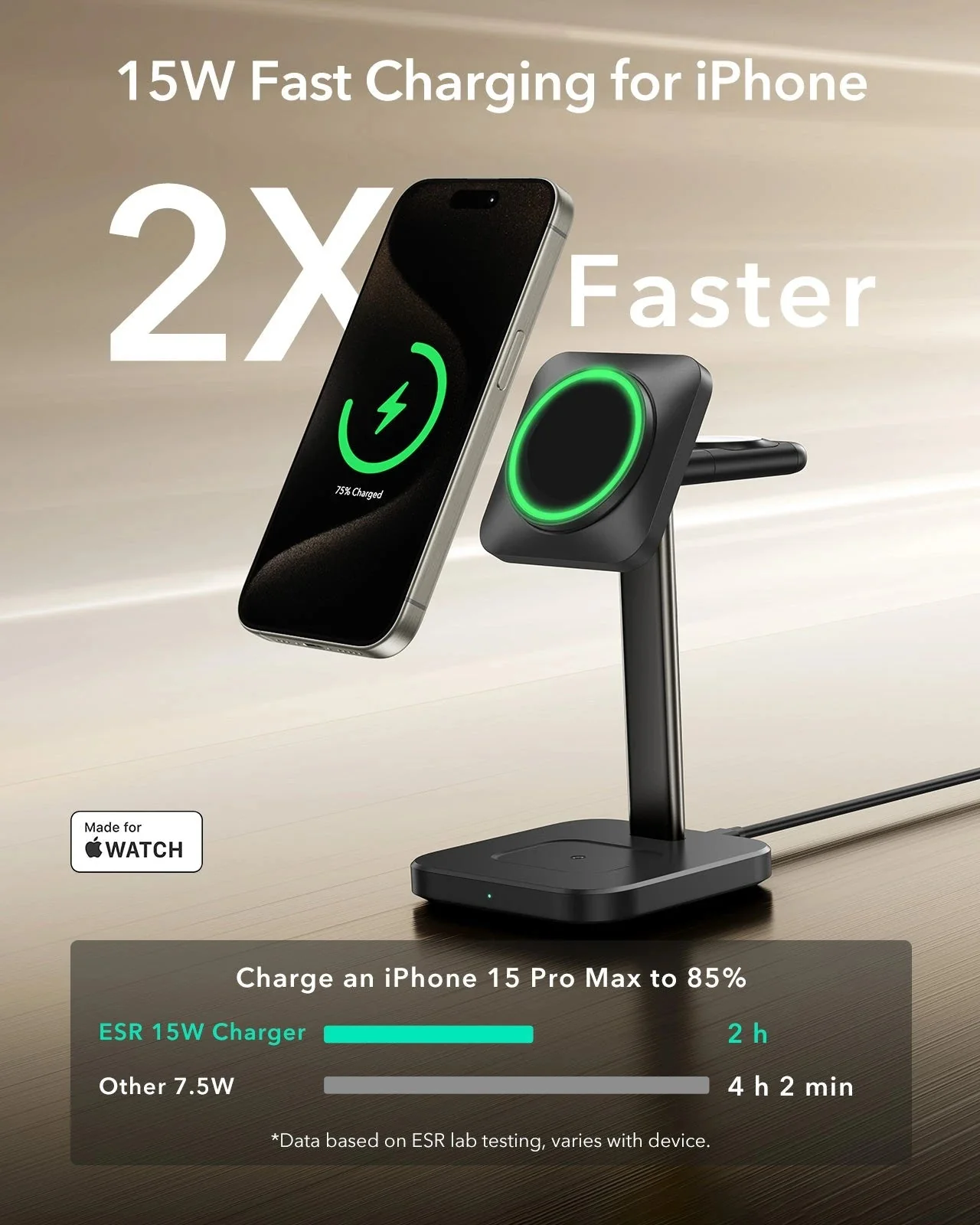 3-in-1 Magnetic Charging Station (15W) - Black - UK PLUG - Image 3