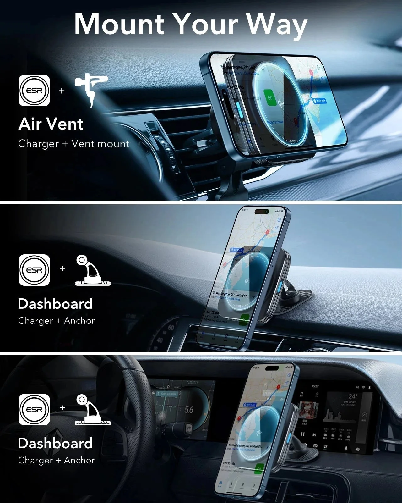 15W Magnetic Wireless Car Charger(Halolock) - Black - Image 10
