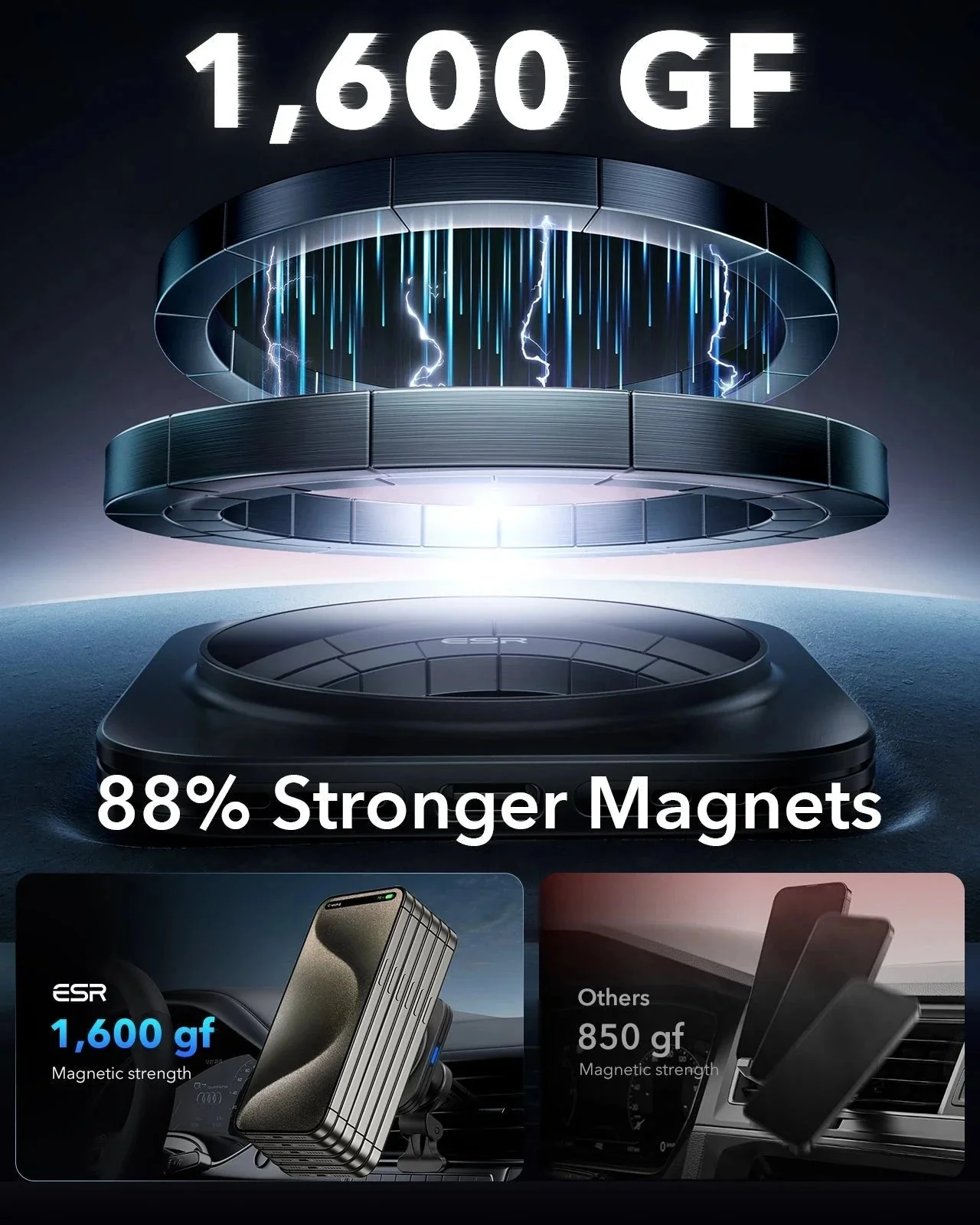 15W Magnetic Wireless Car Charger(Halolock) - Black - Image 4