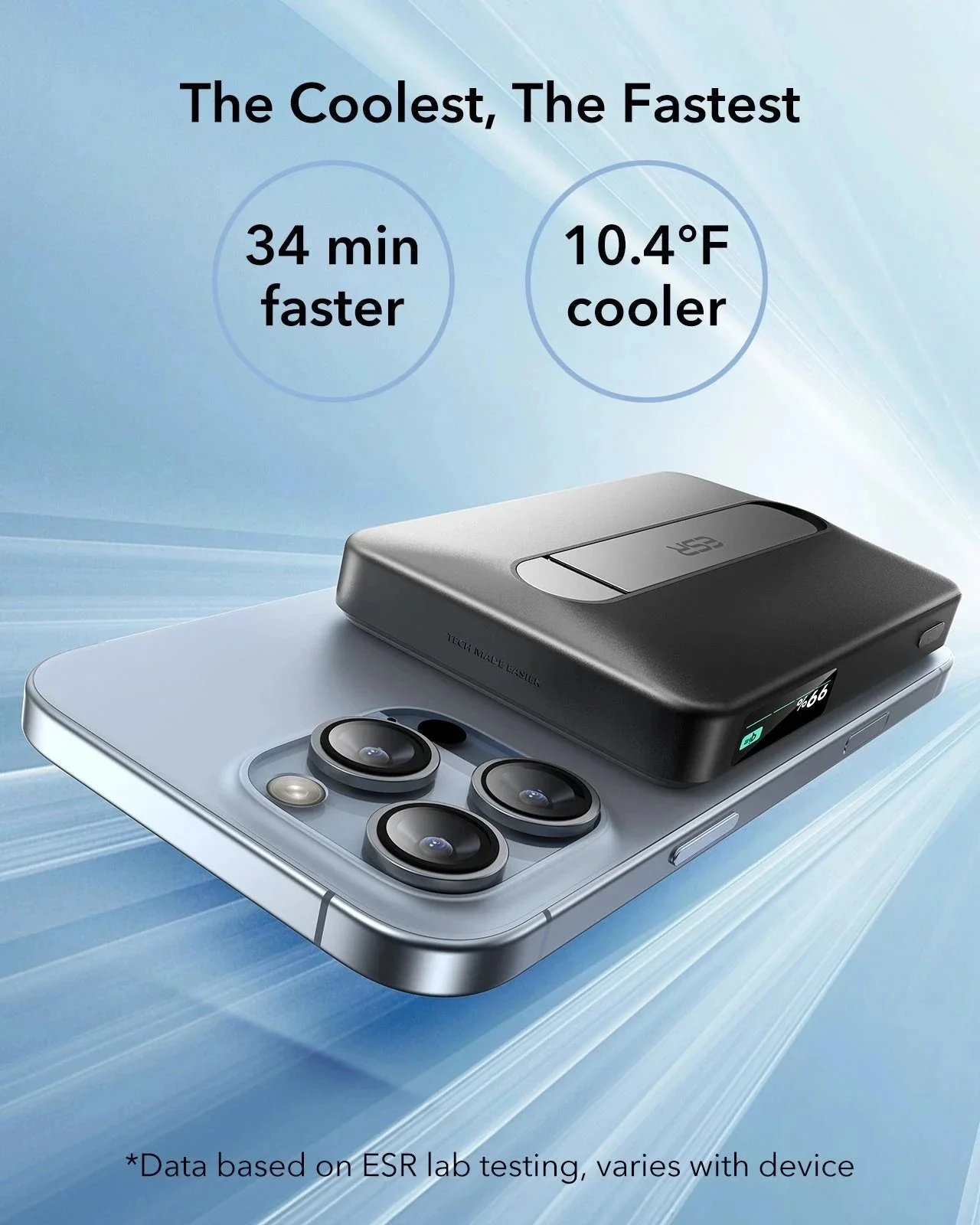 HaloLock MagSlim Wireless Power Bank (15W, 10,000 mAh, Kickstand) - Black - Image 3