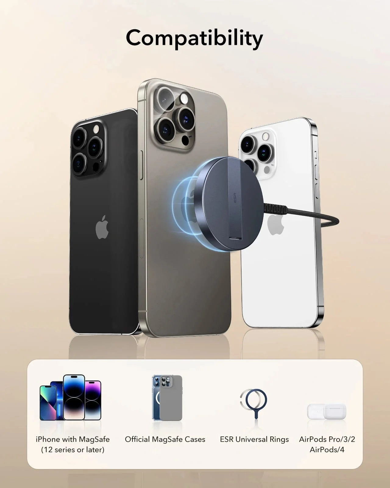 Magnetic Charging Pad (15W, Kickstand)- White - Image 7